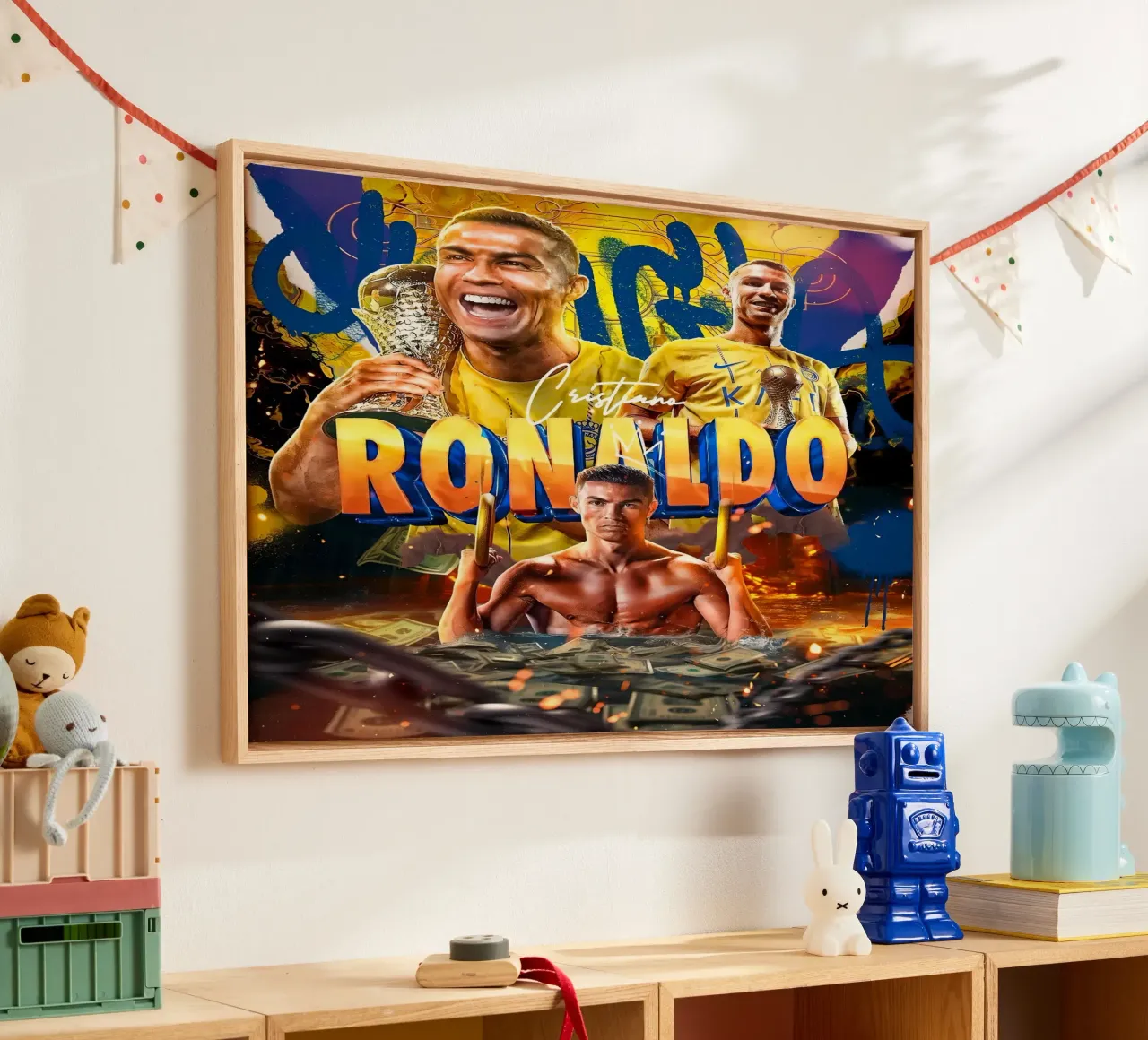 Cristiano Ronaldo tela con Cornice a cassetta da Indah Creative