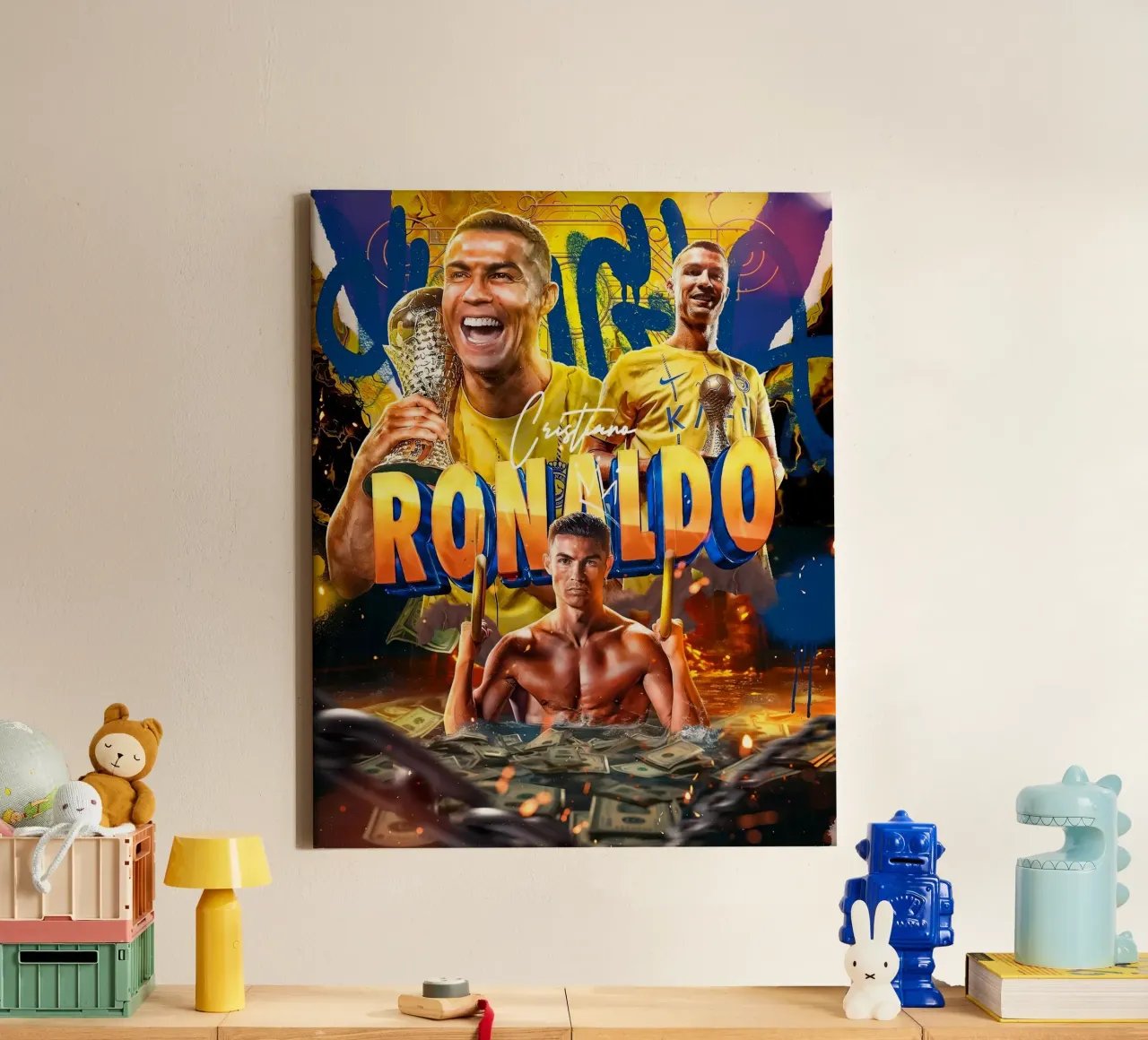 Cristiano Ronaldo tela con Cornice a cassetta da Indah Creative