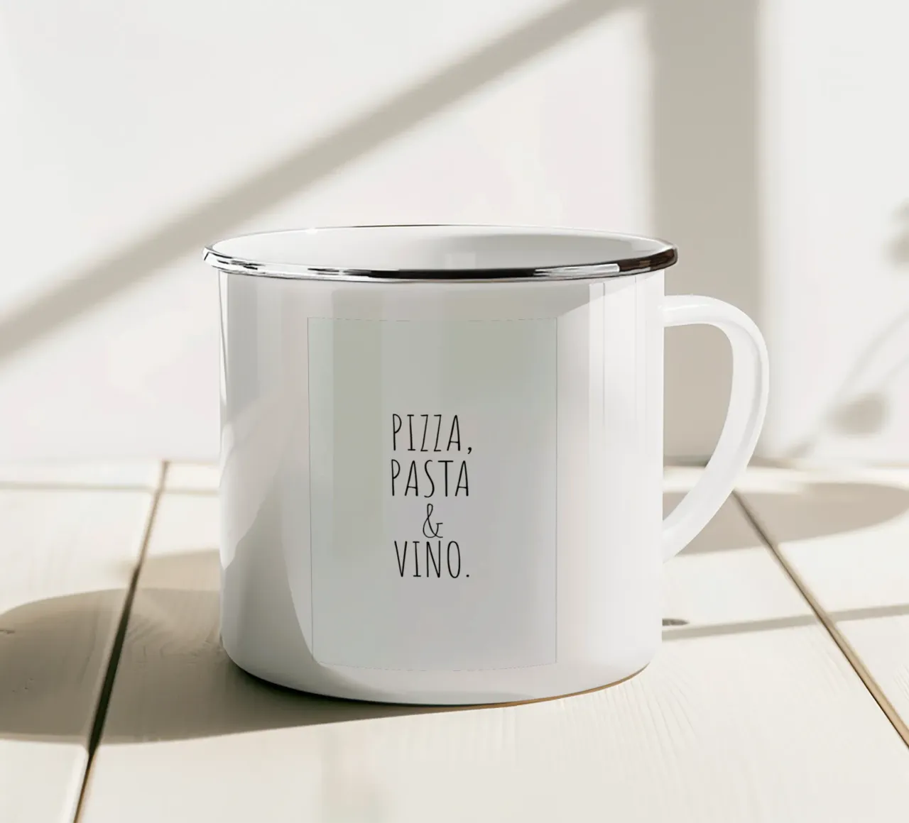 Pizza Pasta Vino tazza in smalto da Ayleen