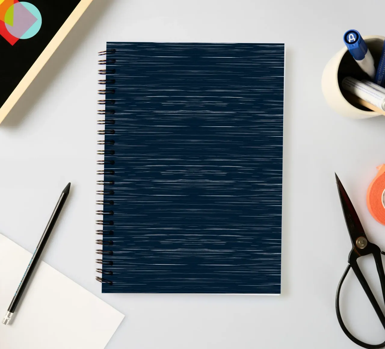 Meteor Stripes Dark Denim spiral notebook by SilverPegasus