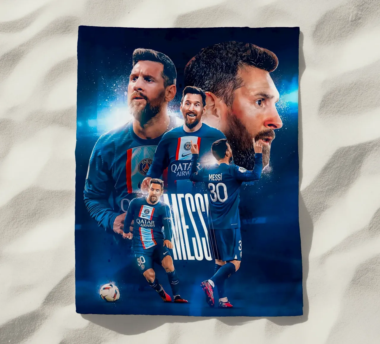 Lionel Messi beach towel by Indah Creative