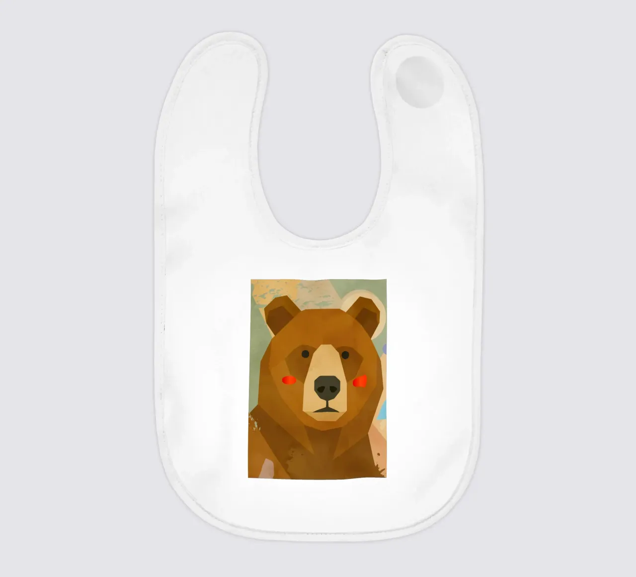 Orso geometrico stilizzato con colori tenui bavaglino da namosh