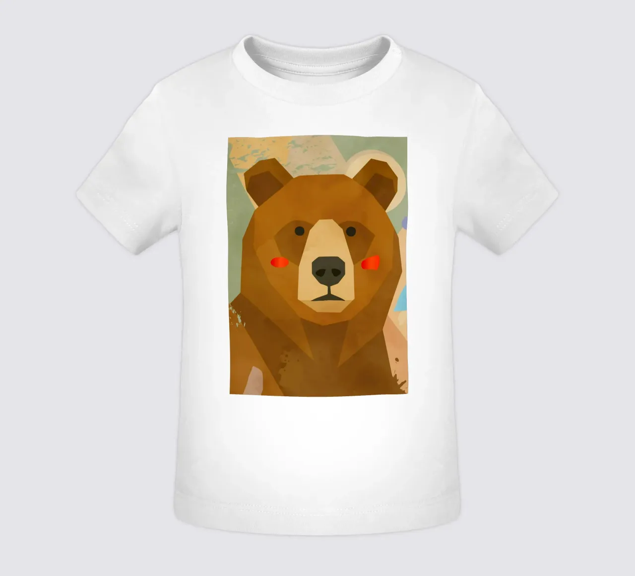 Orso geometrico stilizzato con colori tenui maglietta neonato da namosh
