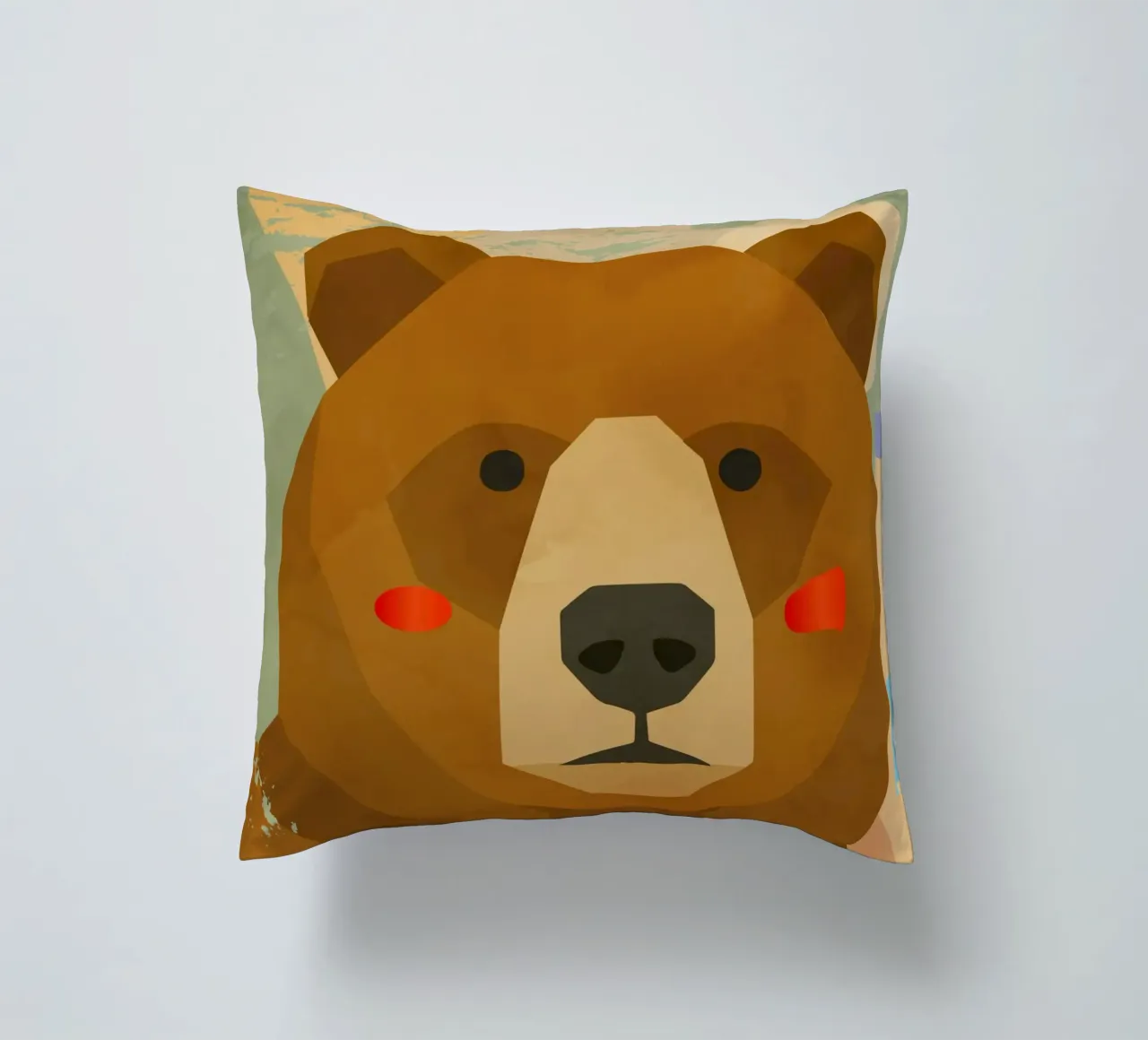 Orso geometrico stilizzato con colori tenui cuscino da namosh
