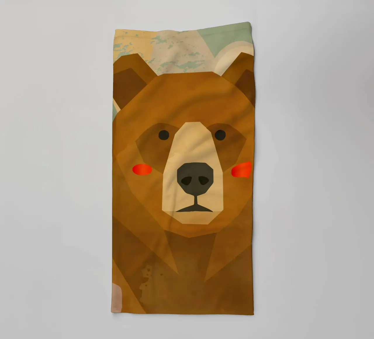 Orso geometrico stilizzato con colori tenui asciugamano da bagno da namosh