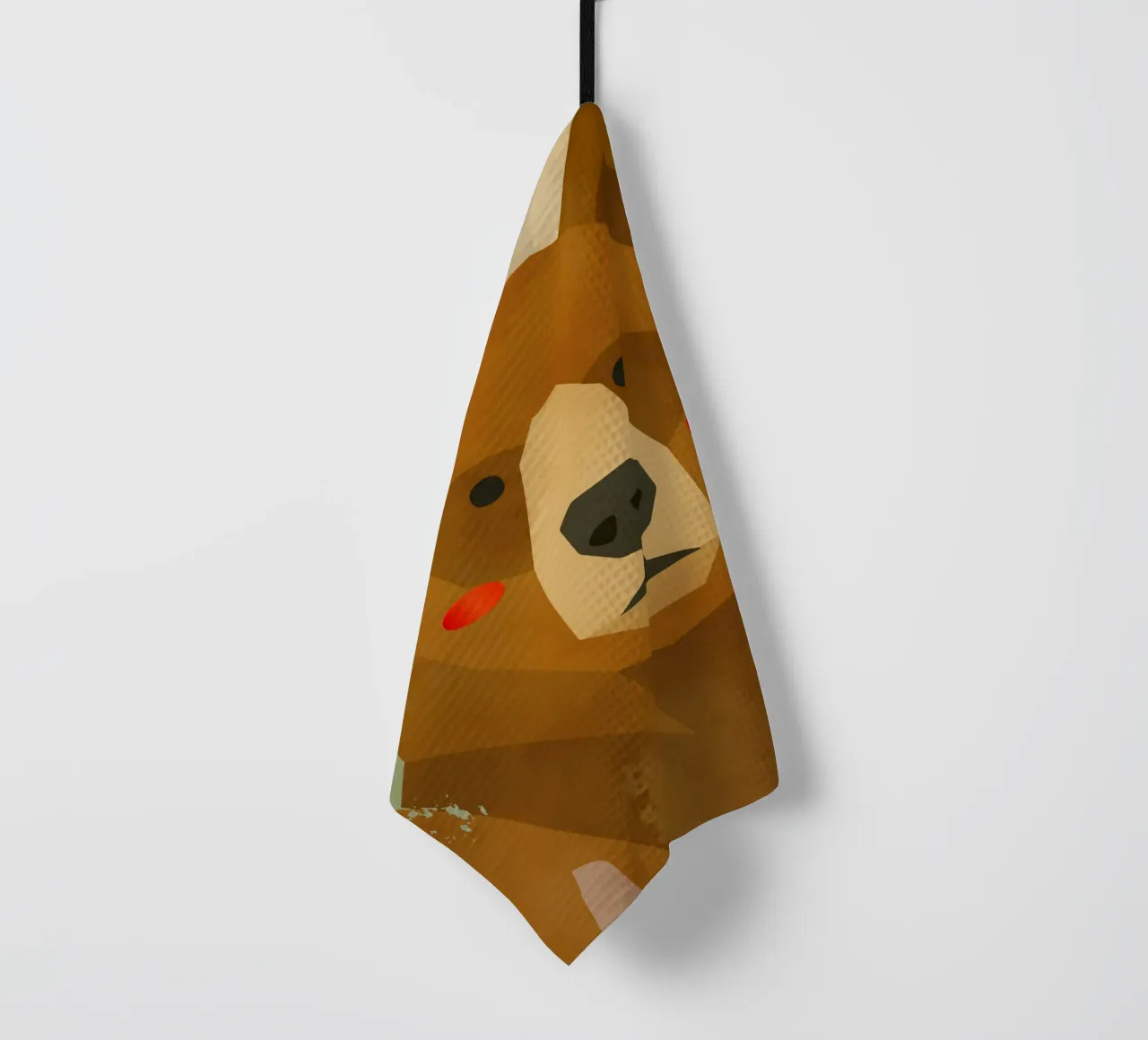 Orso geometrico stilizzato con colori tenui canovaccio da cucina da namosh