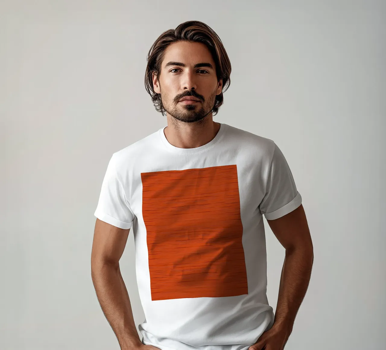 Meteor Stripes Rust Orange t-shirt by SilverPegasus