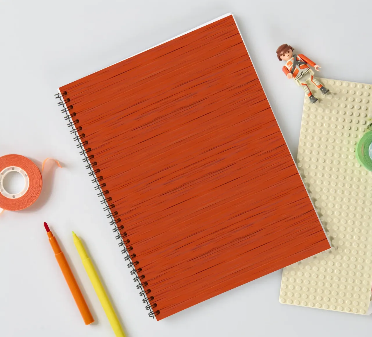 Meteor Stripes Rust Orange spiral notebook by SilverPegasus