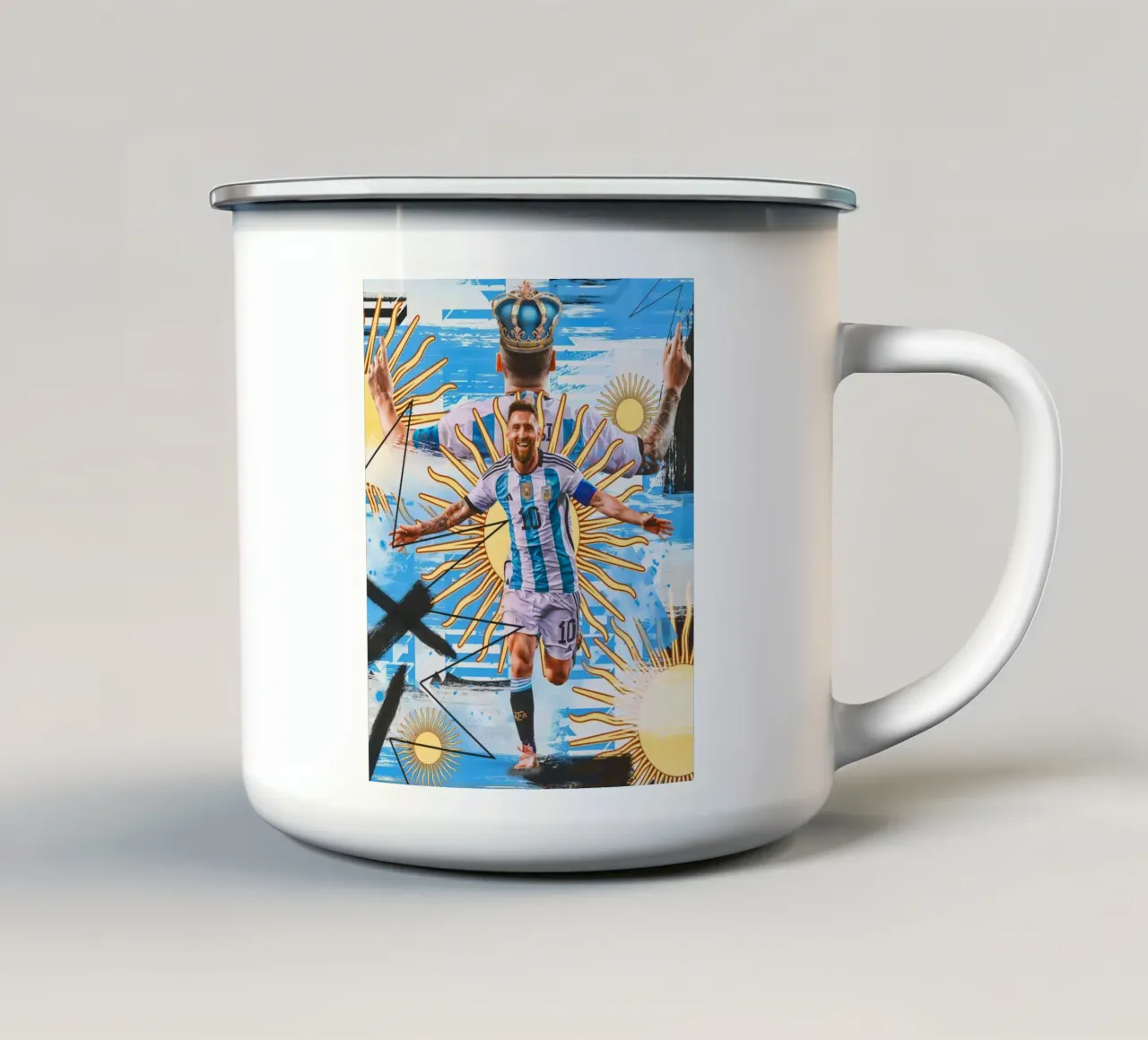 Lionel Messi tazza in smalto da Indah Creative