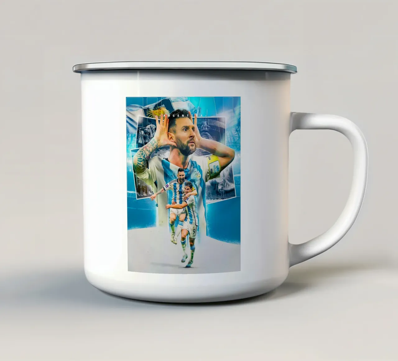 Lionel Messi tazza in smalto da Indah Creative