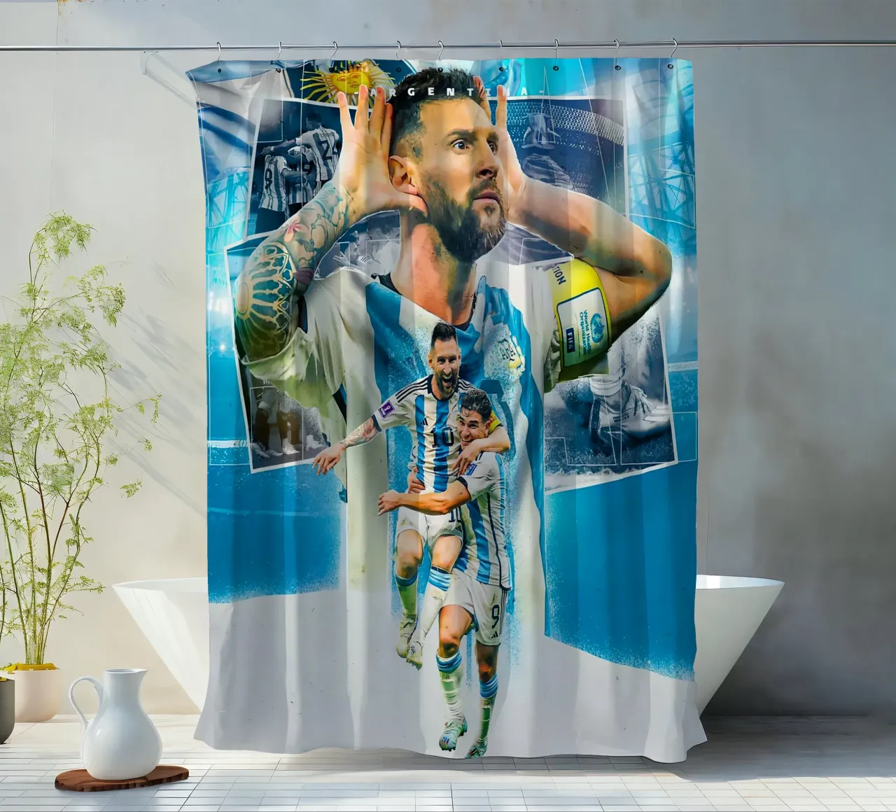 Lionel Messi shower curtain by Indah Creative