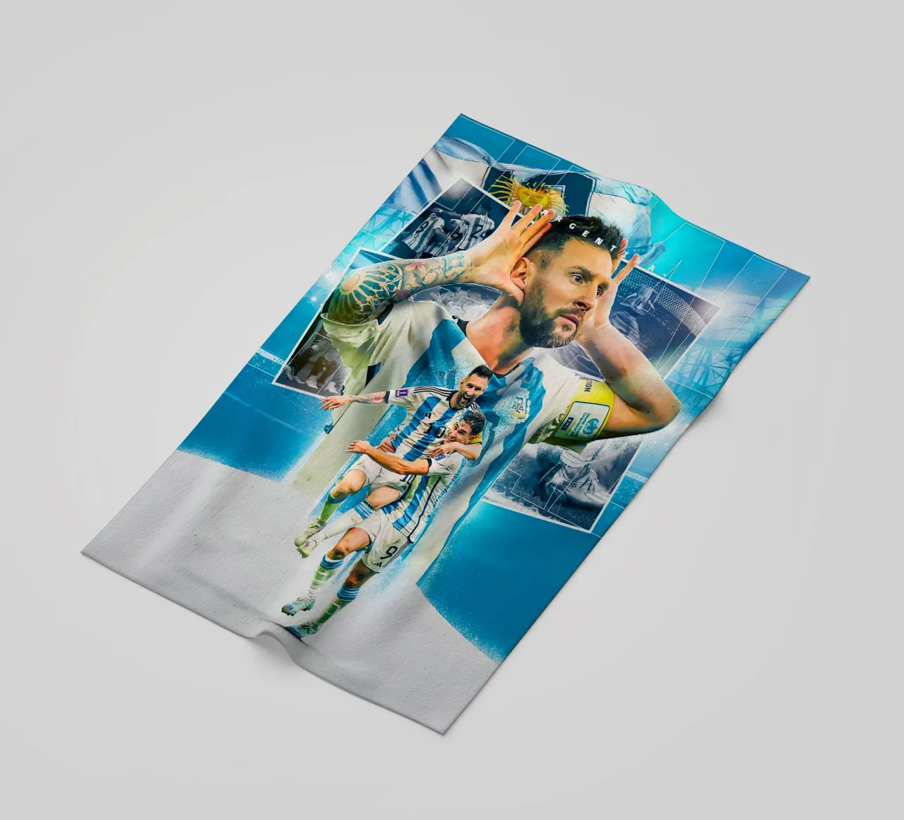 Lionel Messi beach towel by Indah Creative