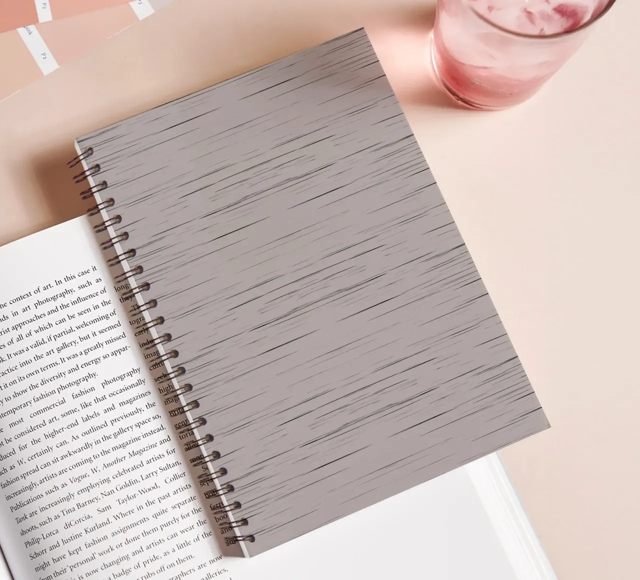Meteor Stripes Taupe spiral notebook by SilverPegasus