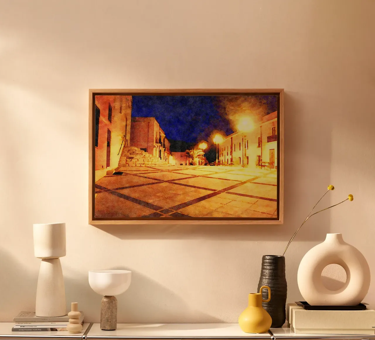 Di notte tela con Cornice a cassetta da Massimo Frascogna