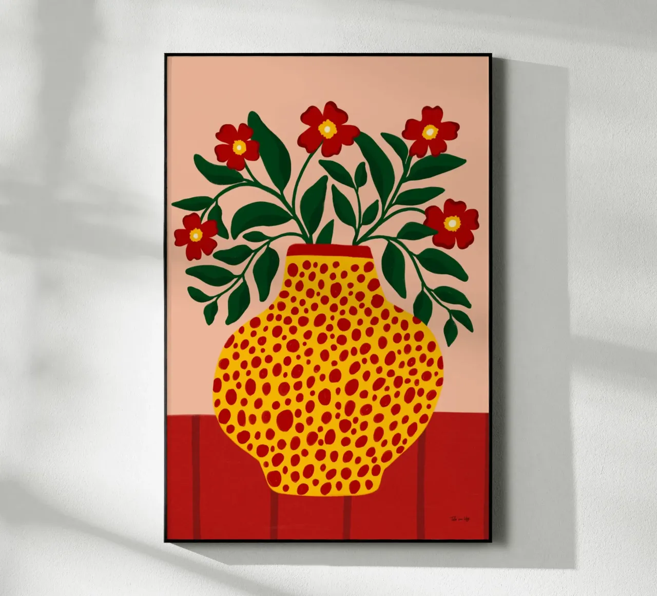 Red Flowers in dotted Vase acrylic glass by Tida vom Weg