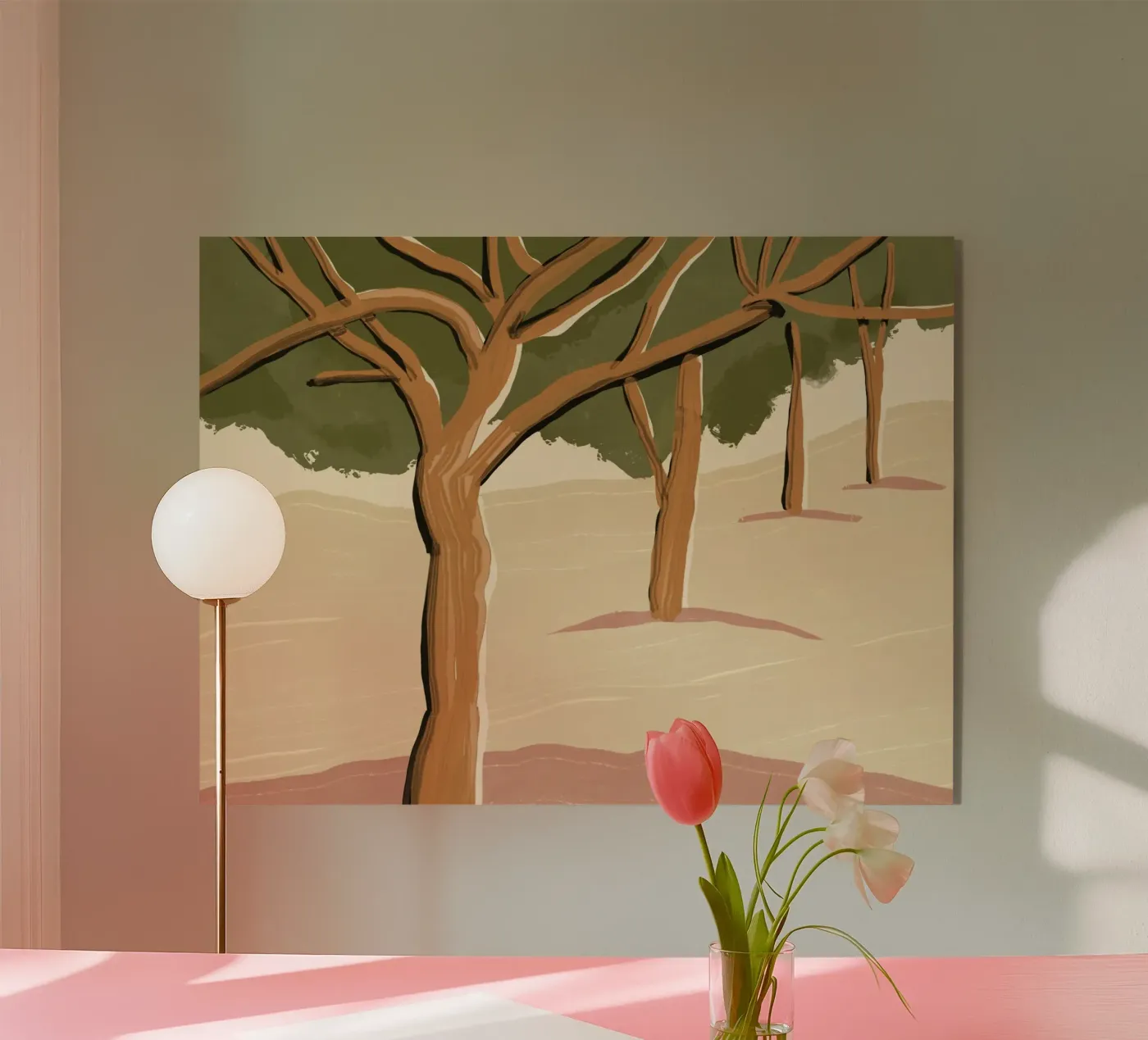 Landscape trees acryl van Little Dean