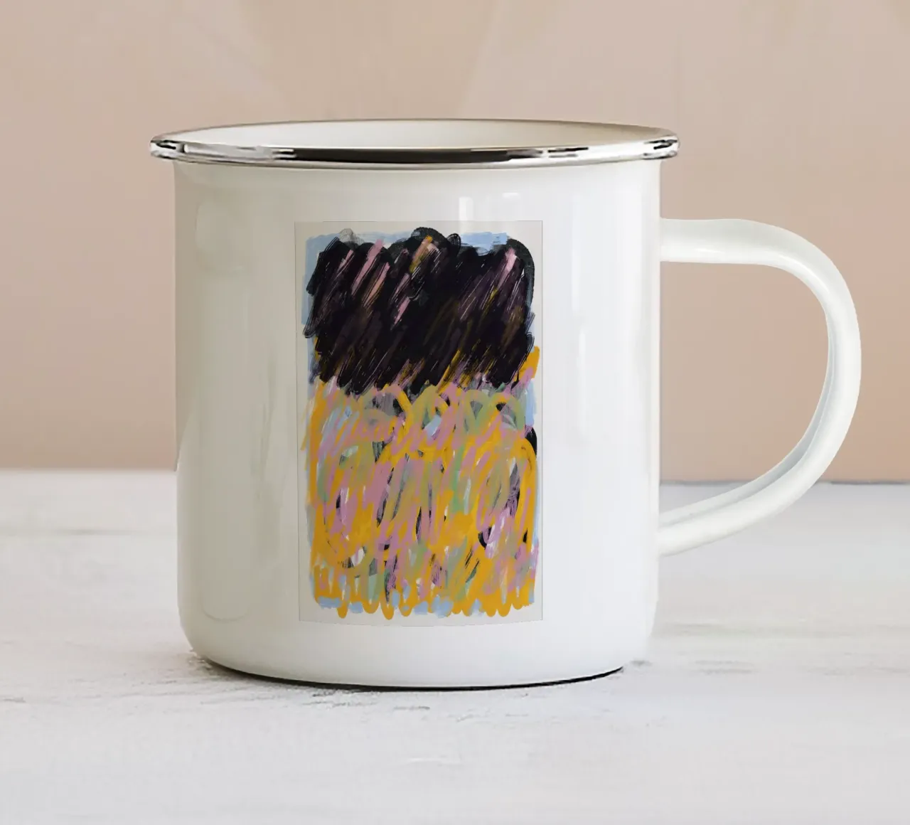 Espressione scarabocchiata tazza in smalto da Little Dean