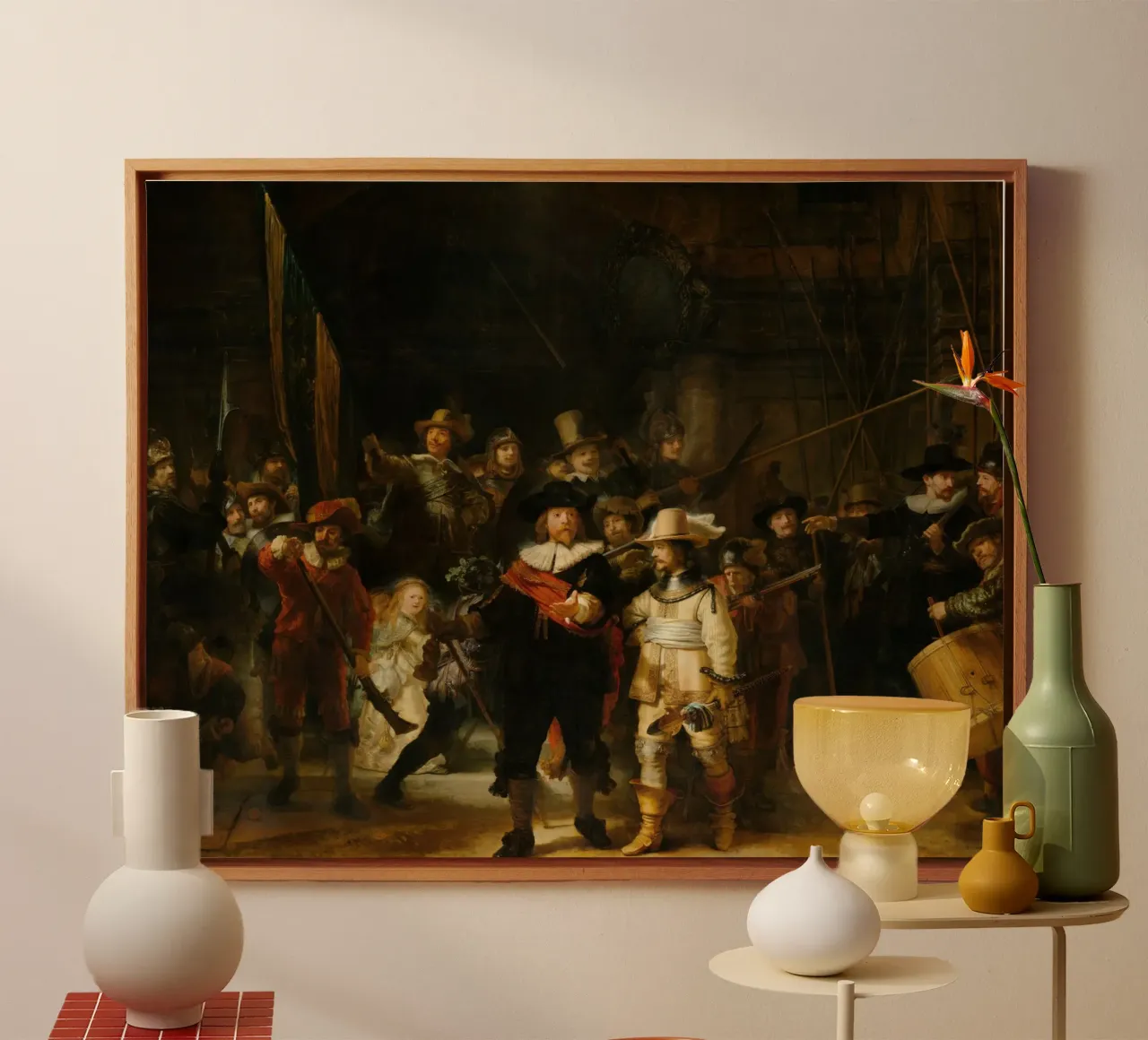 Rembrandt - De Nachtwacht (1642) canvas met Baklijst van Wirla