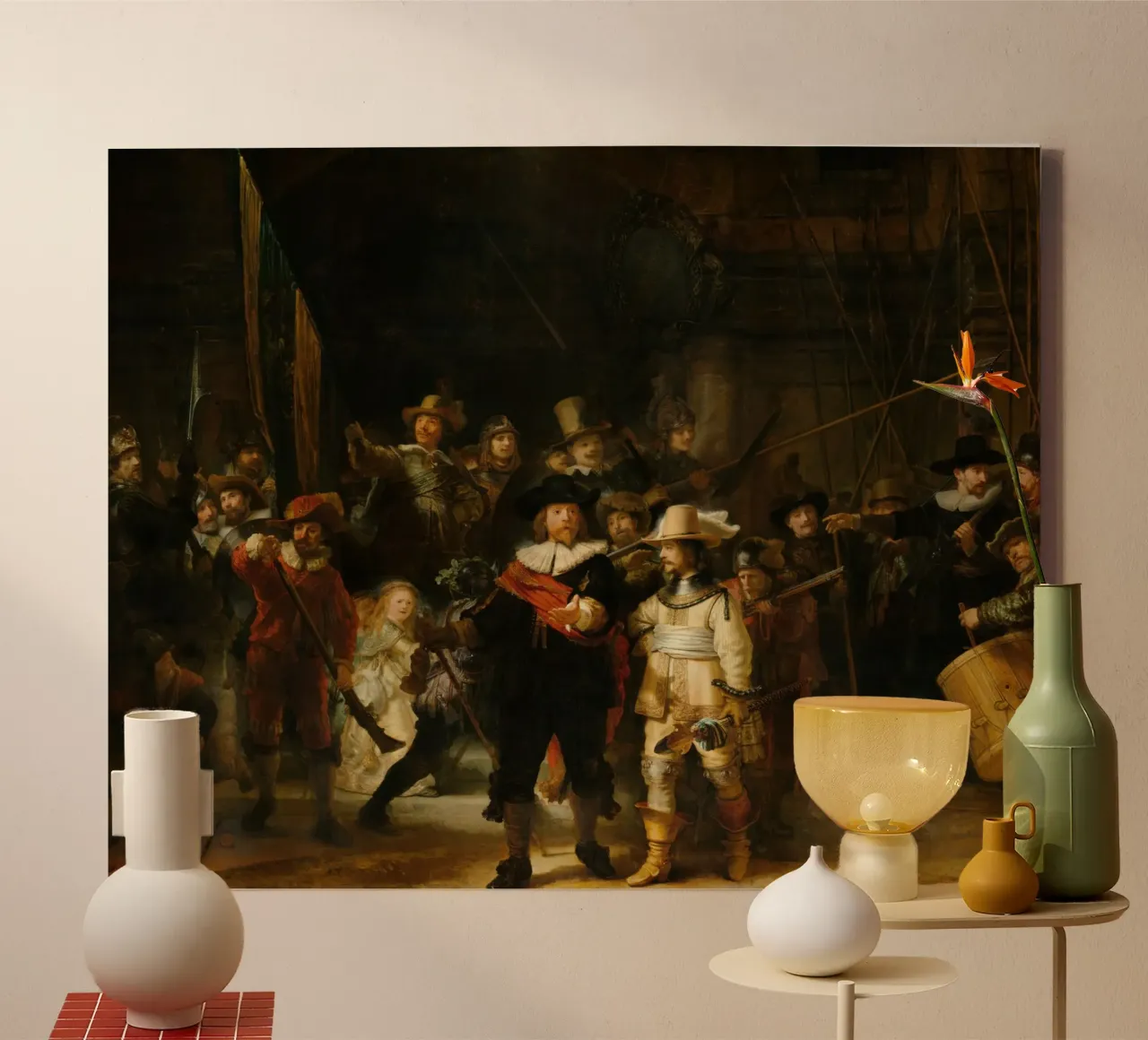 Rembrandt - De Nachtwacht (1642) canvas met Baklijst van Wirla