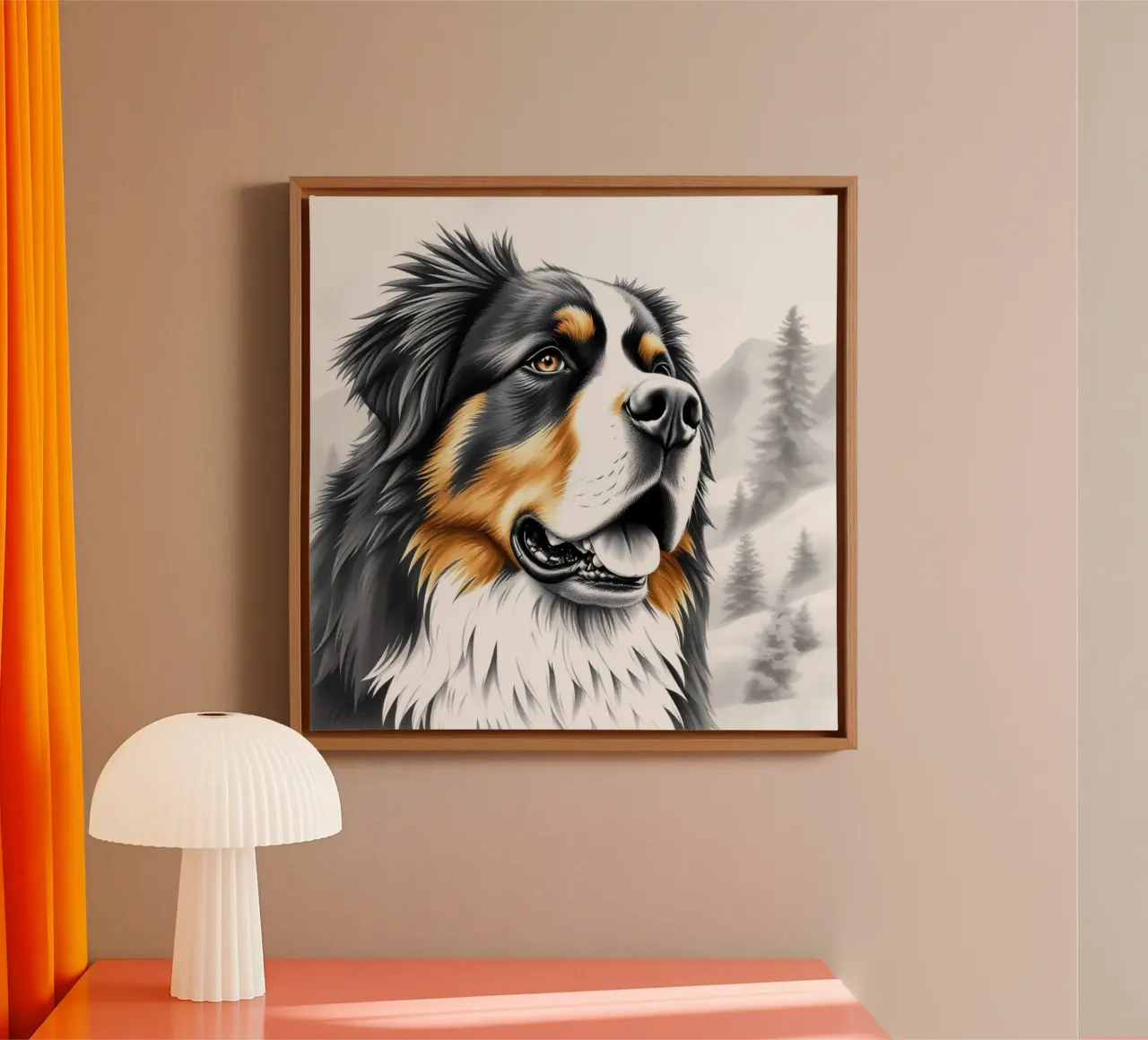 Beautiful Bernese Mountain Dog #34 canvas with Floater frame by Yumis.Beargang.and.Me