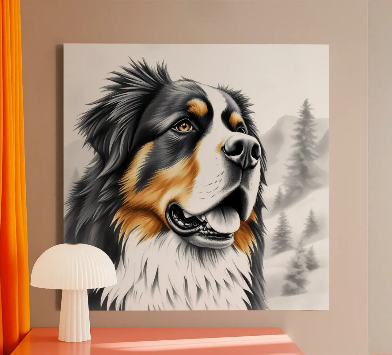 Beautiful Bernese Mountain Dog #34 canvas with Floater frame by Yumis.Beargang.and.Me