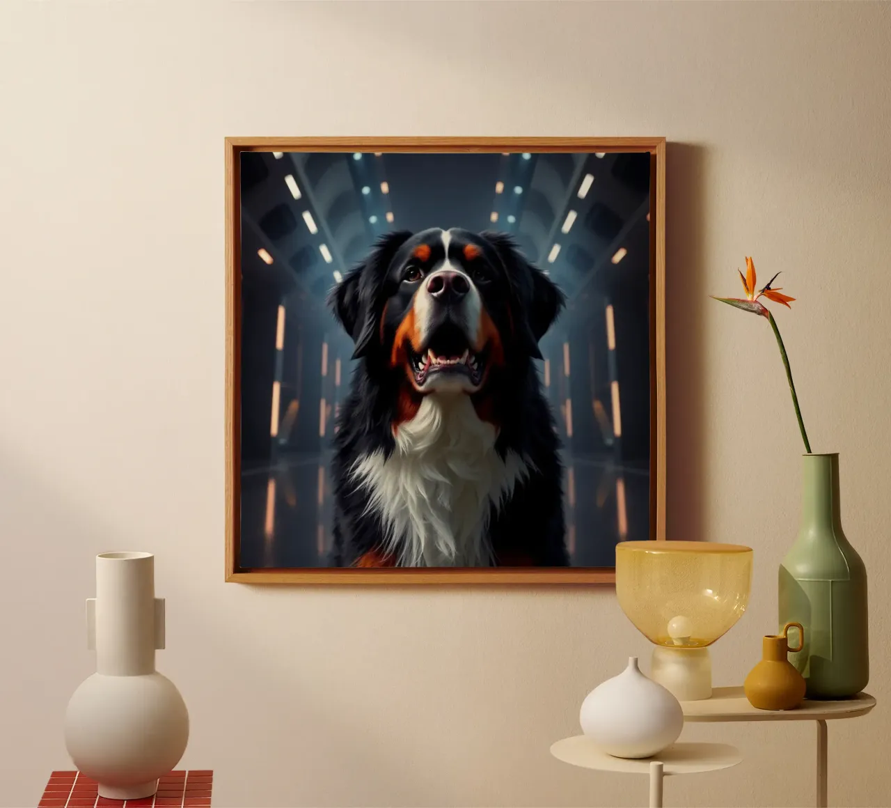 Beautiful Bernese Mountain Dog #35 canvas with Floater frame by Yumis.Beargang.and.Me