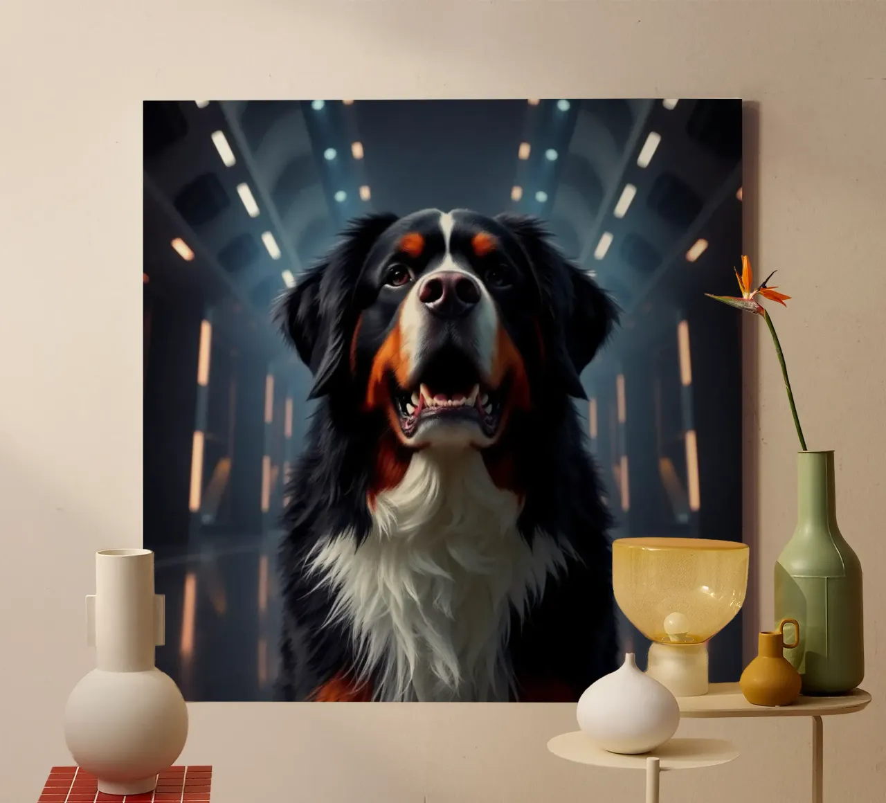 Beautiful Bernese Mountain Dog #35 canvas with Floater frame by Yumis.Beargang.and.Me
