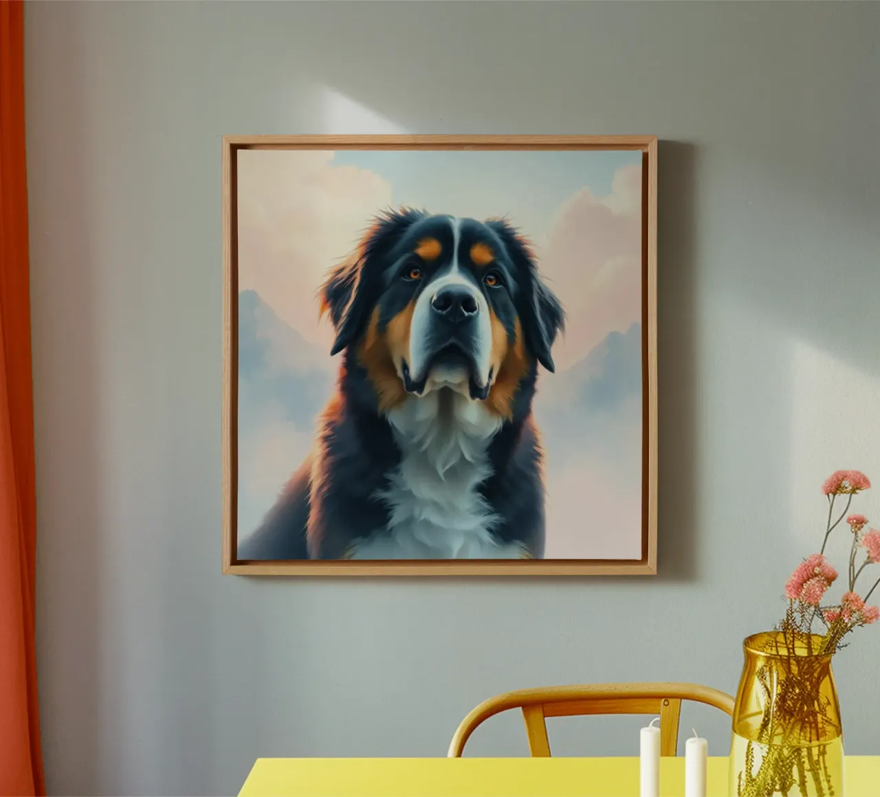 Beautiful Bernese Mountain Dog #36 canvas with Floater frame by Yumis.Beargang.and.Me