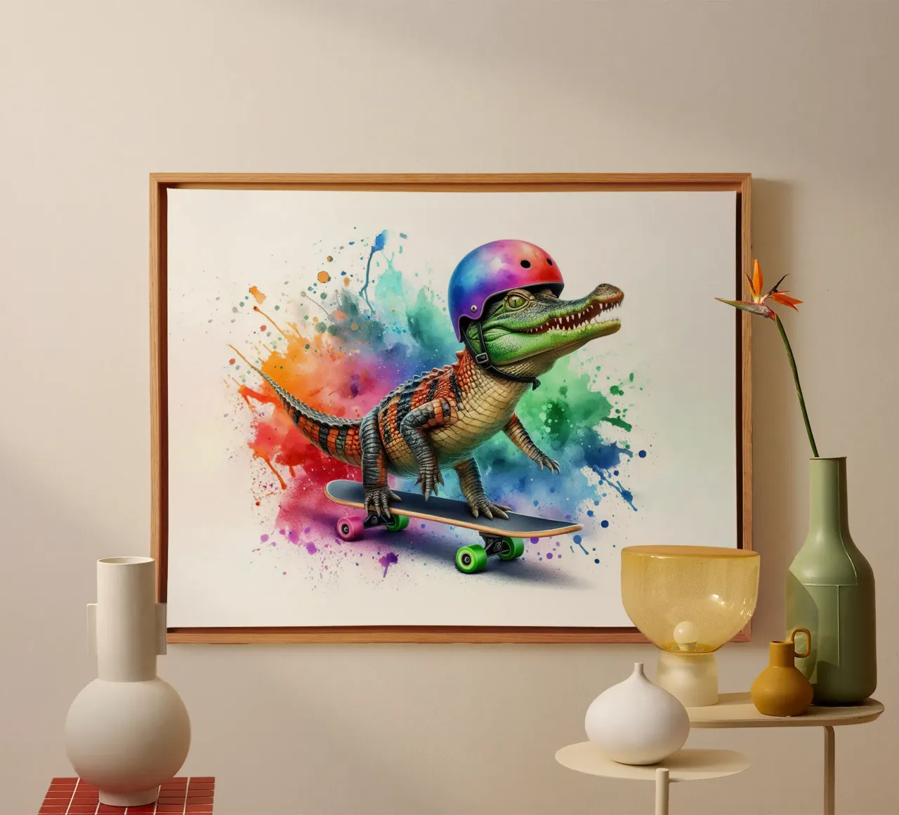 Skating Crocodile canvas by 🎁 ARTVI-SHOP