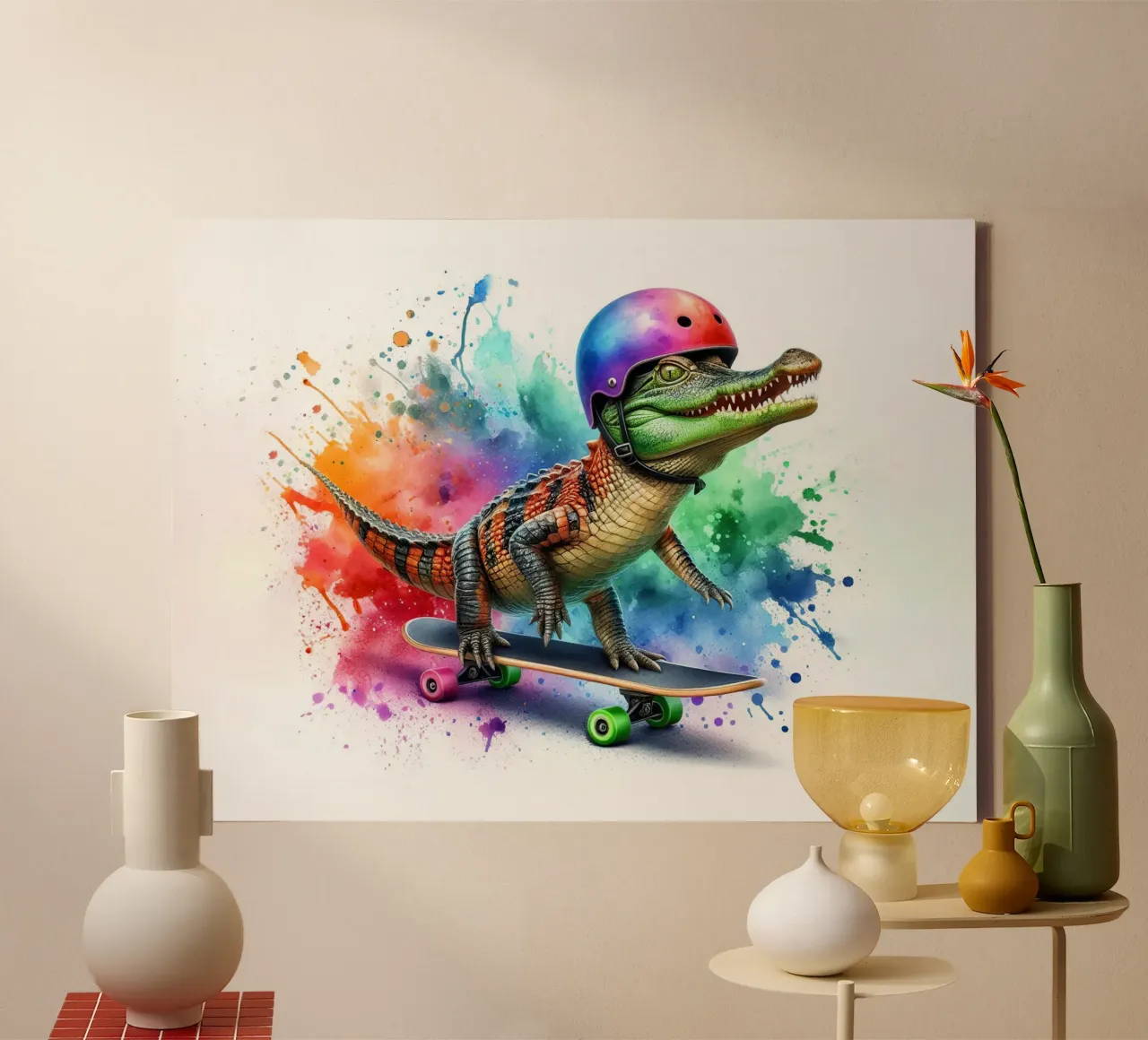 Skating Crocodile canvas by 🎁 ARTVI-SHOP