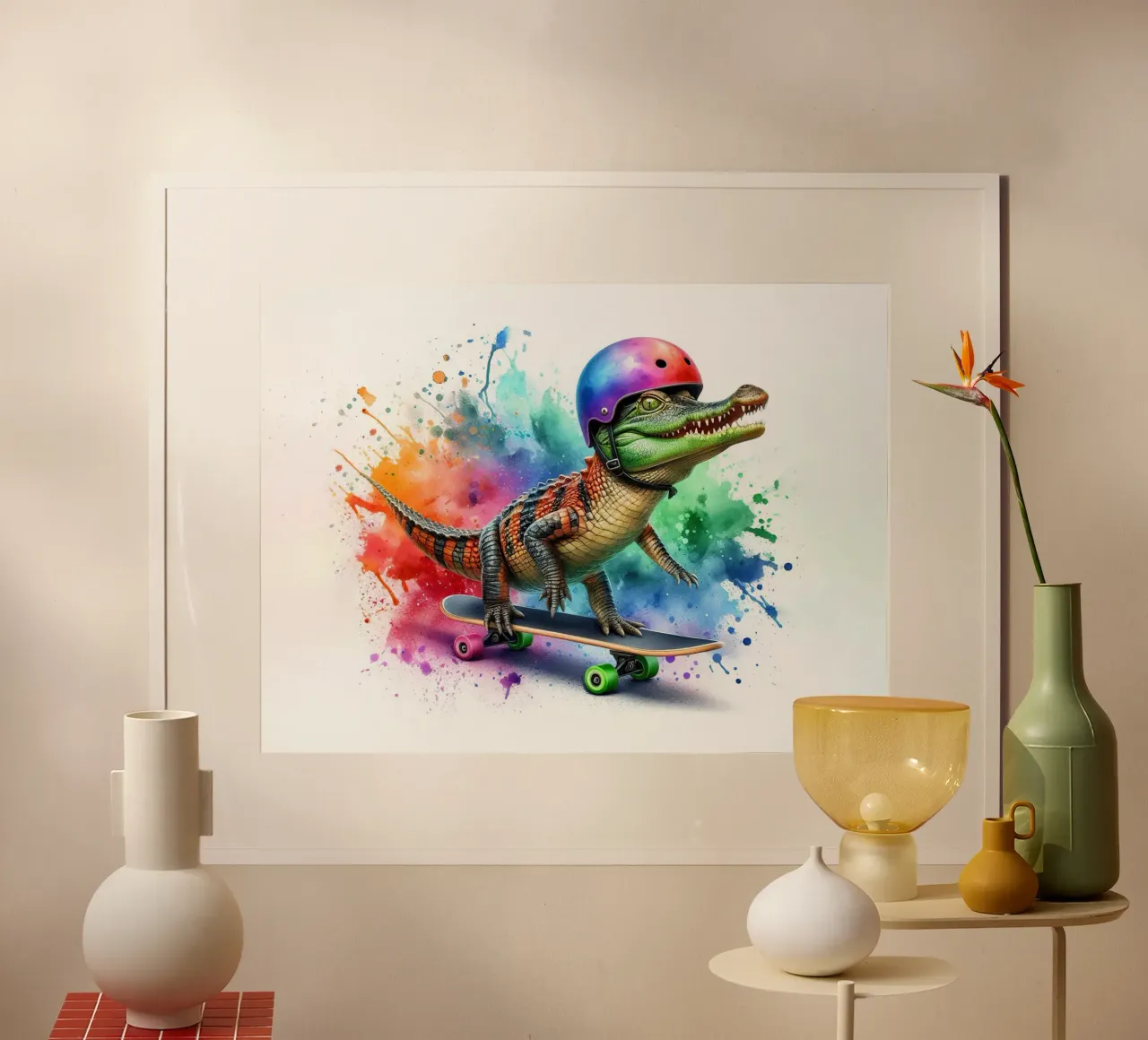 Cocodrilo patinador poster de 🎁 ARTVI-SHOP