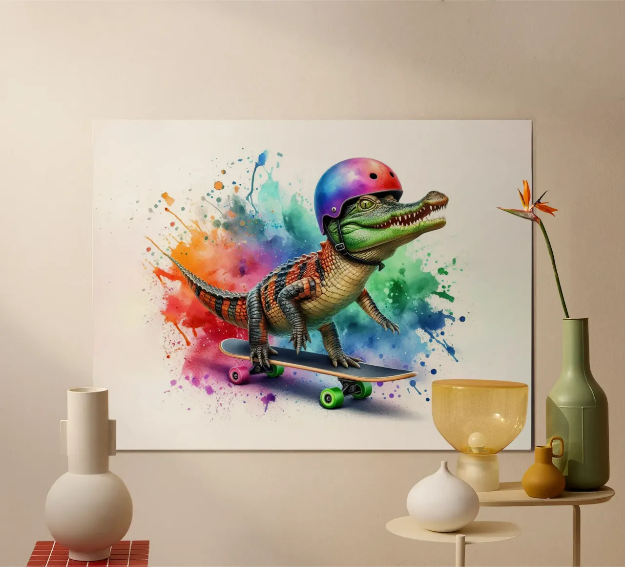 Cocodrilo patinador poster de 🎁 ARTVI-SHOP