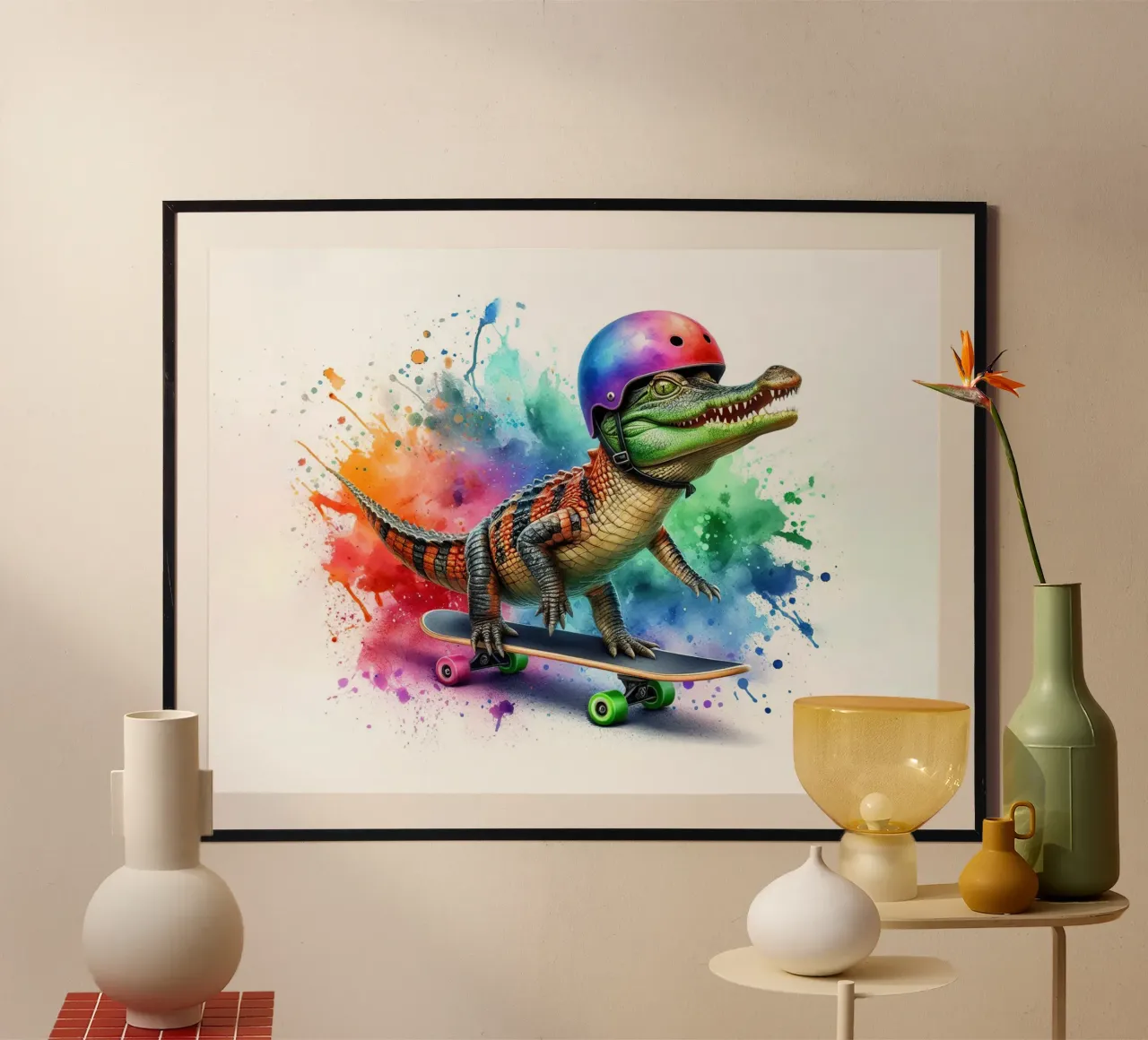 Cocodrilo patinador poster de 🎁 ARTVI-SHOP