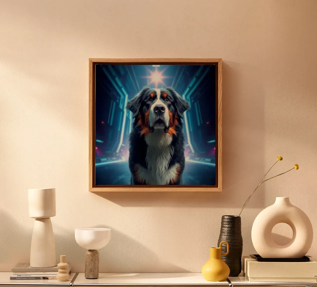 Beautiful Bernese Mountain Dog #37 canvas with Floater frame by Yumis.Beargang.and.Me