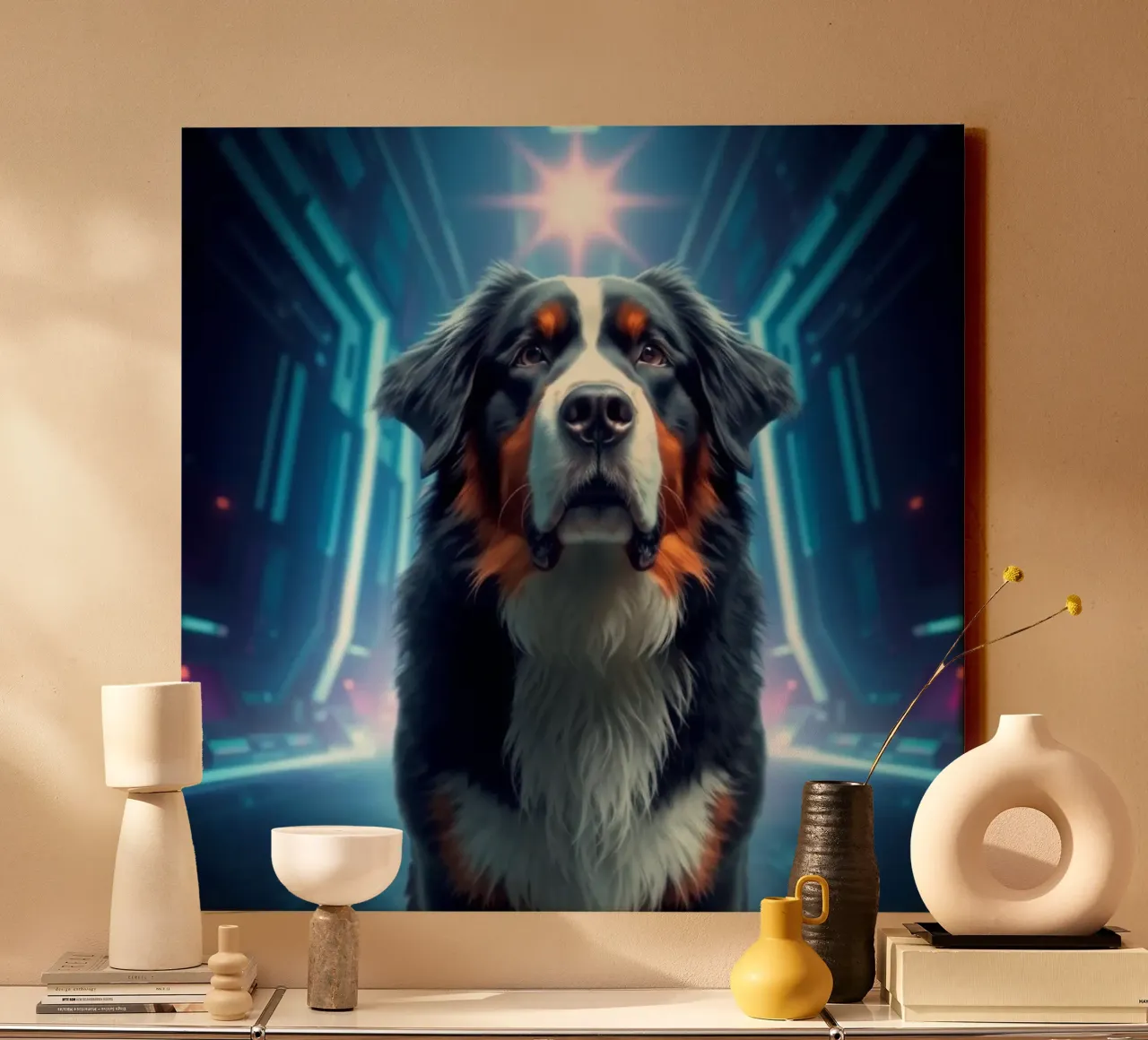 Beautiful Bernese Mountain Dog #37 canvas with Floater frame by Yumis.Beargang.and.Me