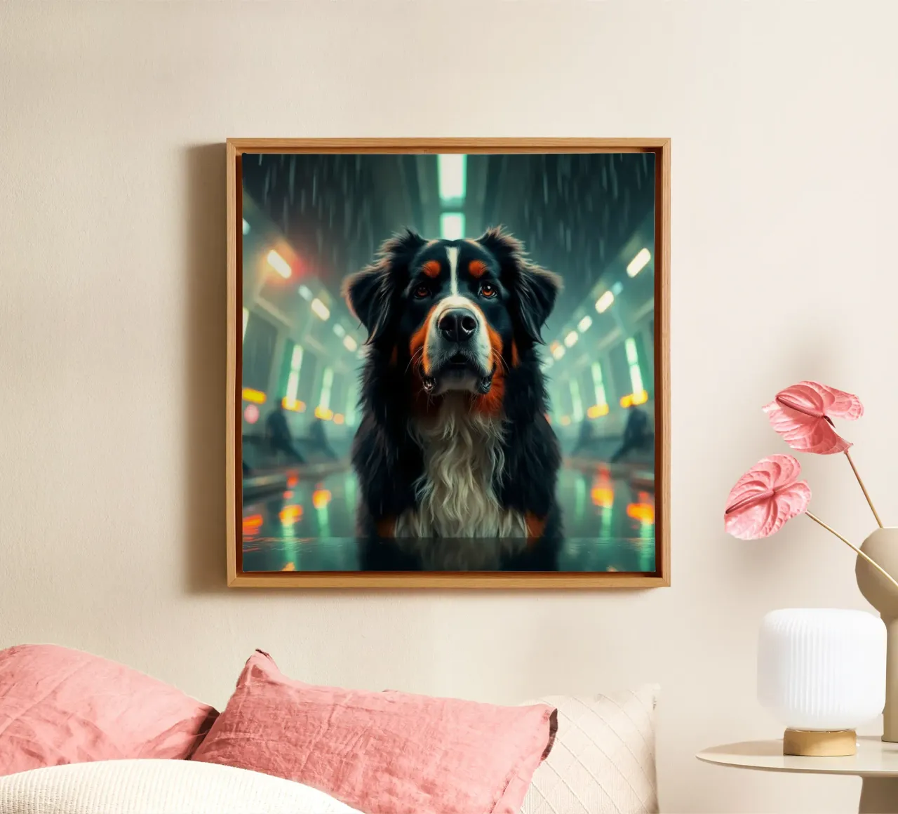 Beautiful Bernese Mountain Dog #38 canvas with Floater frame by Yumis.Beargang.and.Me