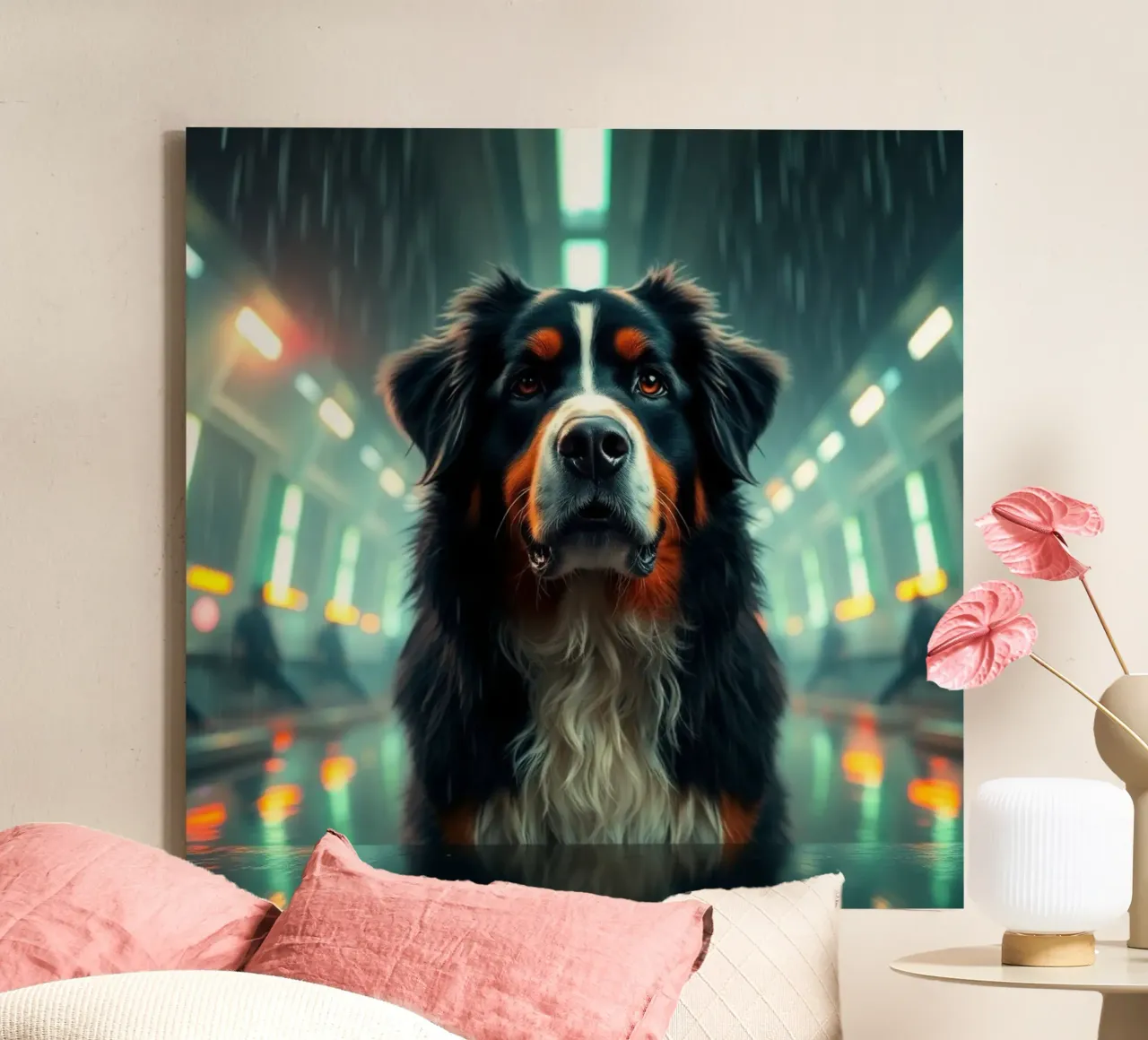Beautiful Bernese Mountain Dog #38 canvas with Floater frame by Yumis.Beargang.and.Me