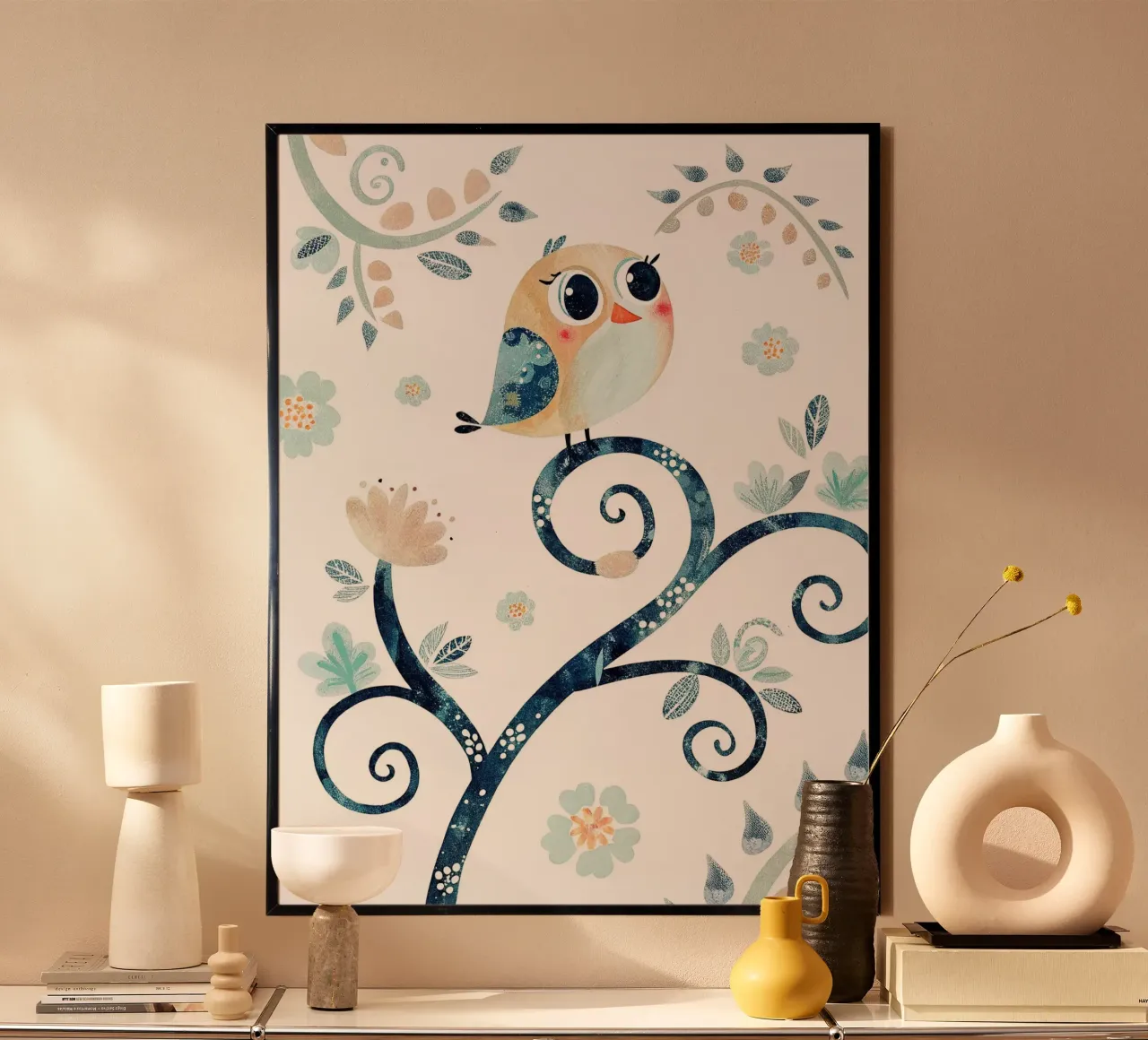 Un uccellino molto divertente poster con telaio in alluminio da 🐹 BABY ART PRINTS