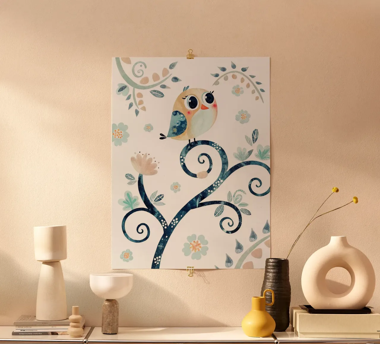 Un uccellino molto divertente poster con telaio in alluminio da 🐹 BABY ART PRINTS