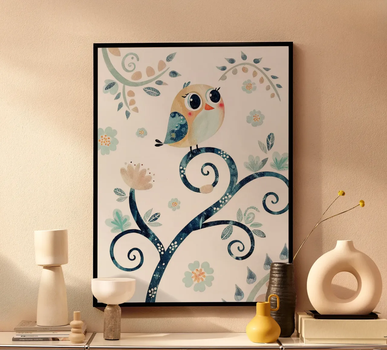 Un uccellino molto divertente poster con telaio in alluminio da 🐹 BABY ART PRINTS