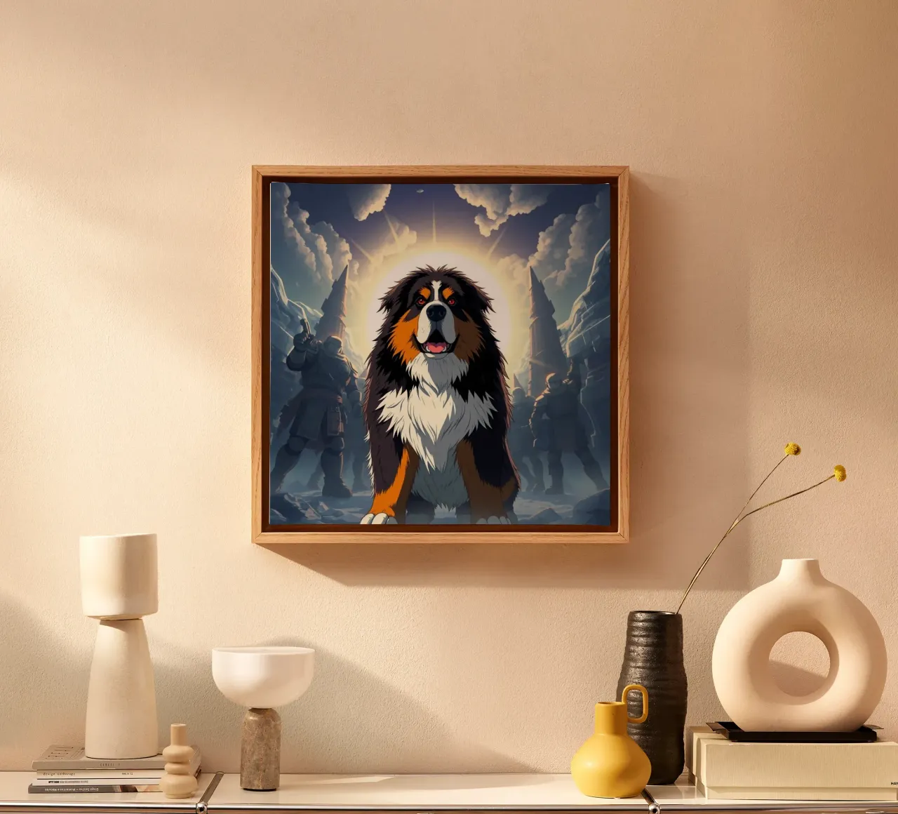 Beautiful Bernese Mountain Dog #40 canvas with Floater frame by Yumis.Beargang.and.Me