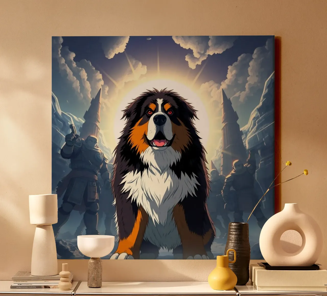 Beautiful Bernese Mountain Dog #40 canvas with Floater frame by Yumis.Beargang.and.Me