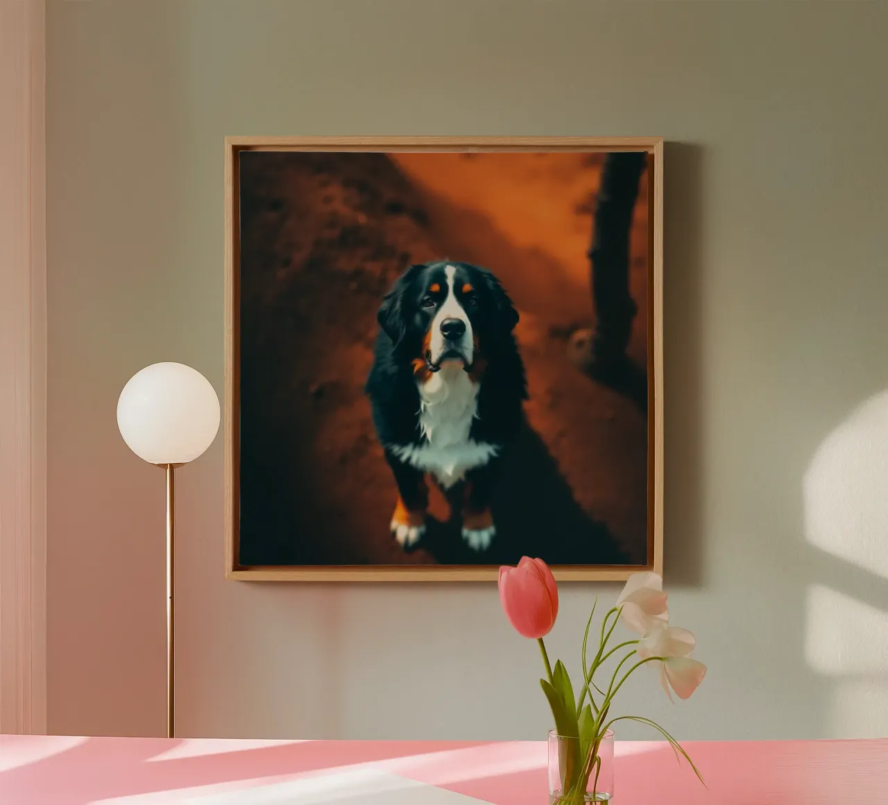 Beautiful Bernese Mountain Dog #42 canvas with Floater frame by Yumis.Beargang.and.Me