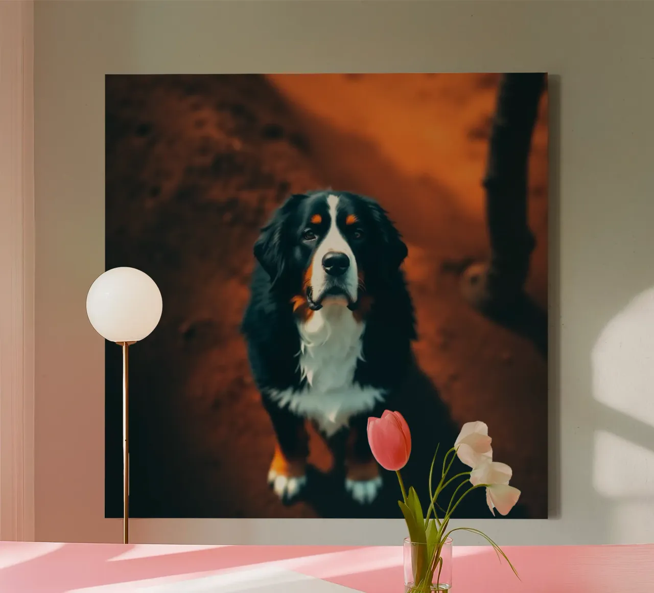 Beautiful Bernese Mountain Dog #42 canvas with Floater frame by Yumis.Beargang.and.Me