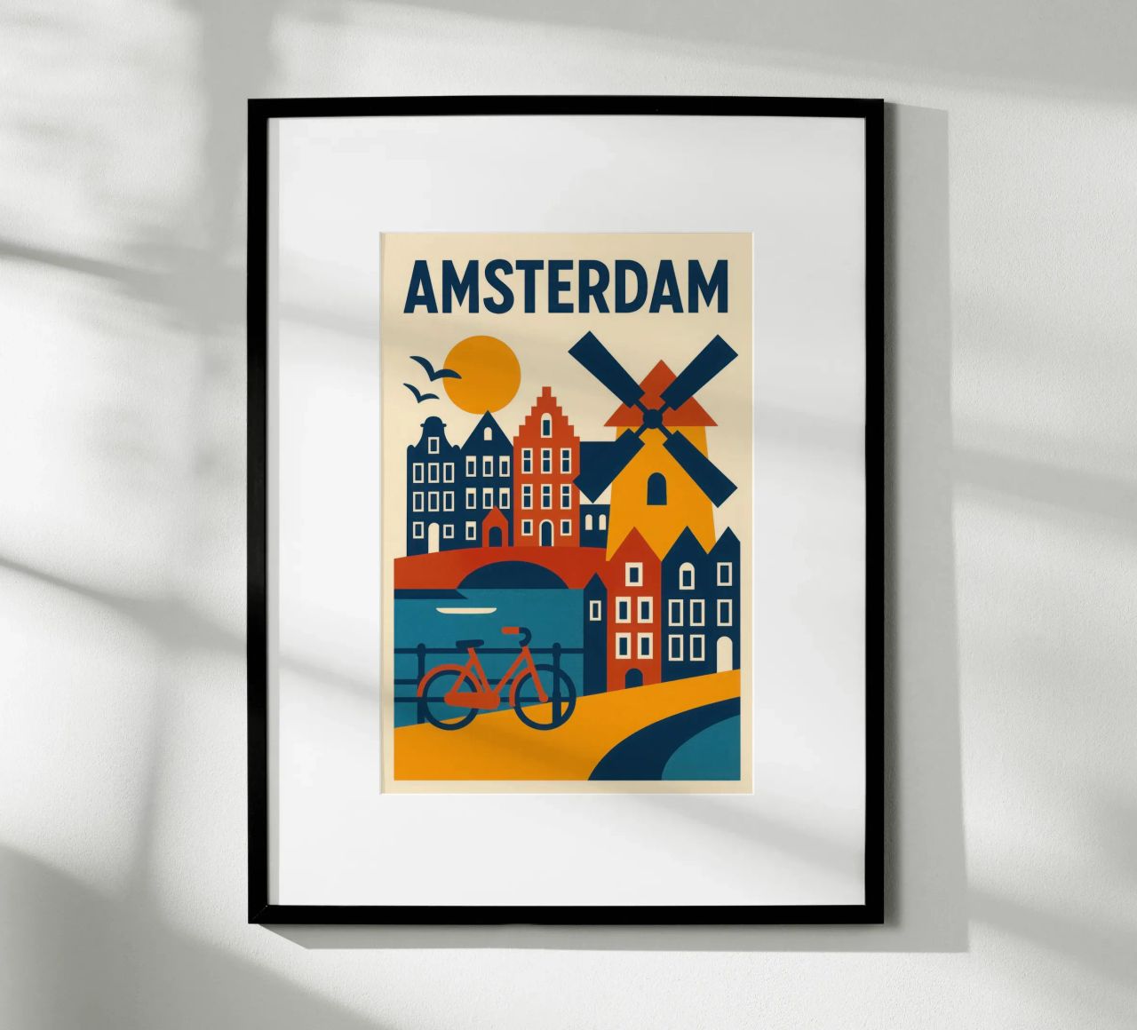 Amsterdam, de grafische charme van de grachten poster van JETLAG | affiches voyage