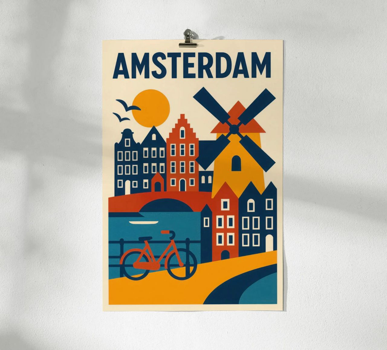 Amsterdam, de grafische charme van de grachten poster van JETLAG | affiches voyage
