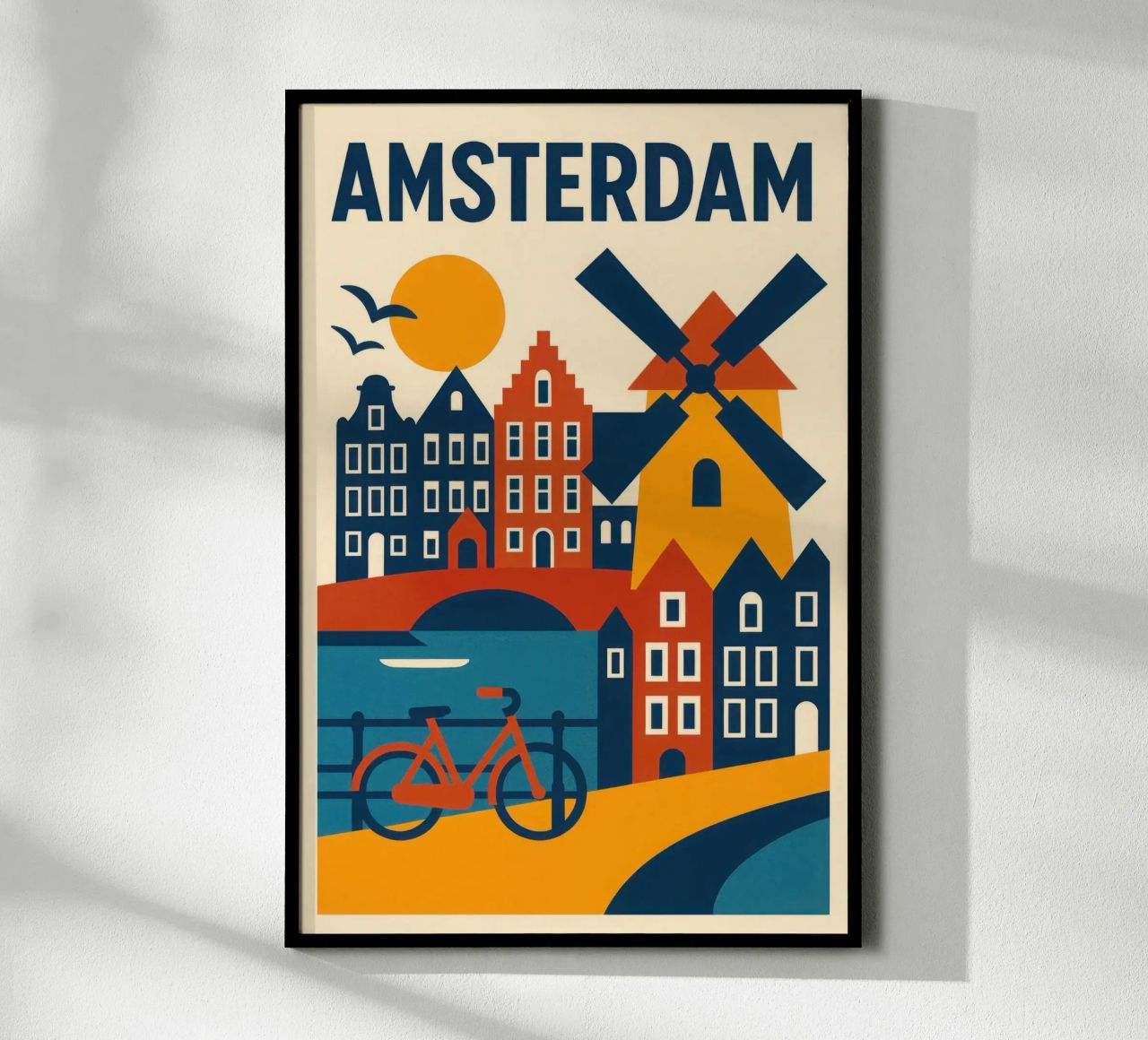 Amsterdam, de grafische charme van de grachten poster van JETLAG | affiches voyage