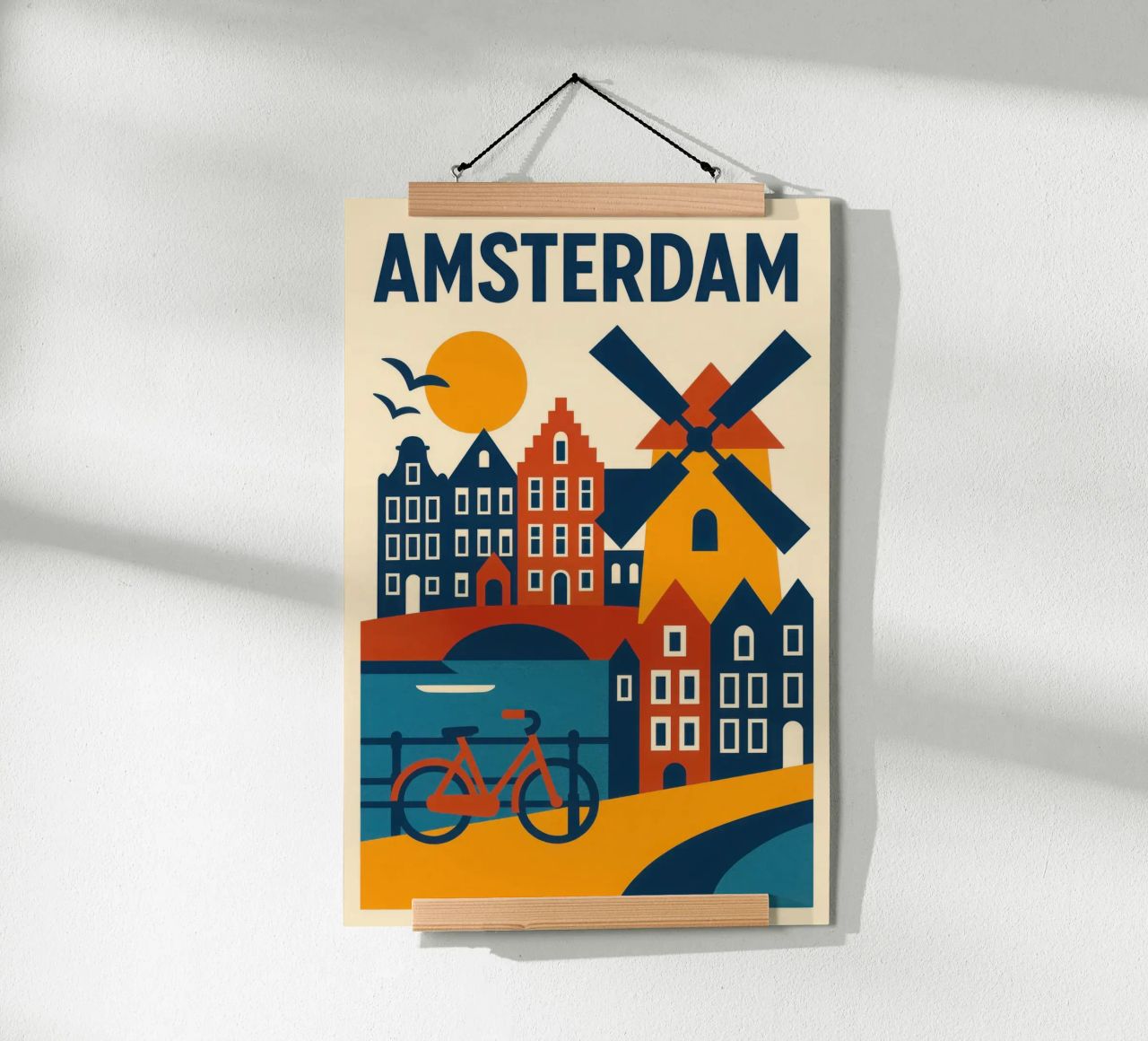 Amsterdam, de grafische charme van de grachten poster van JETLAG | affiches voyage