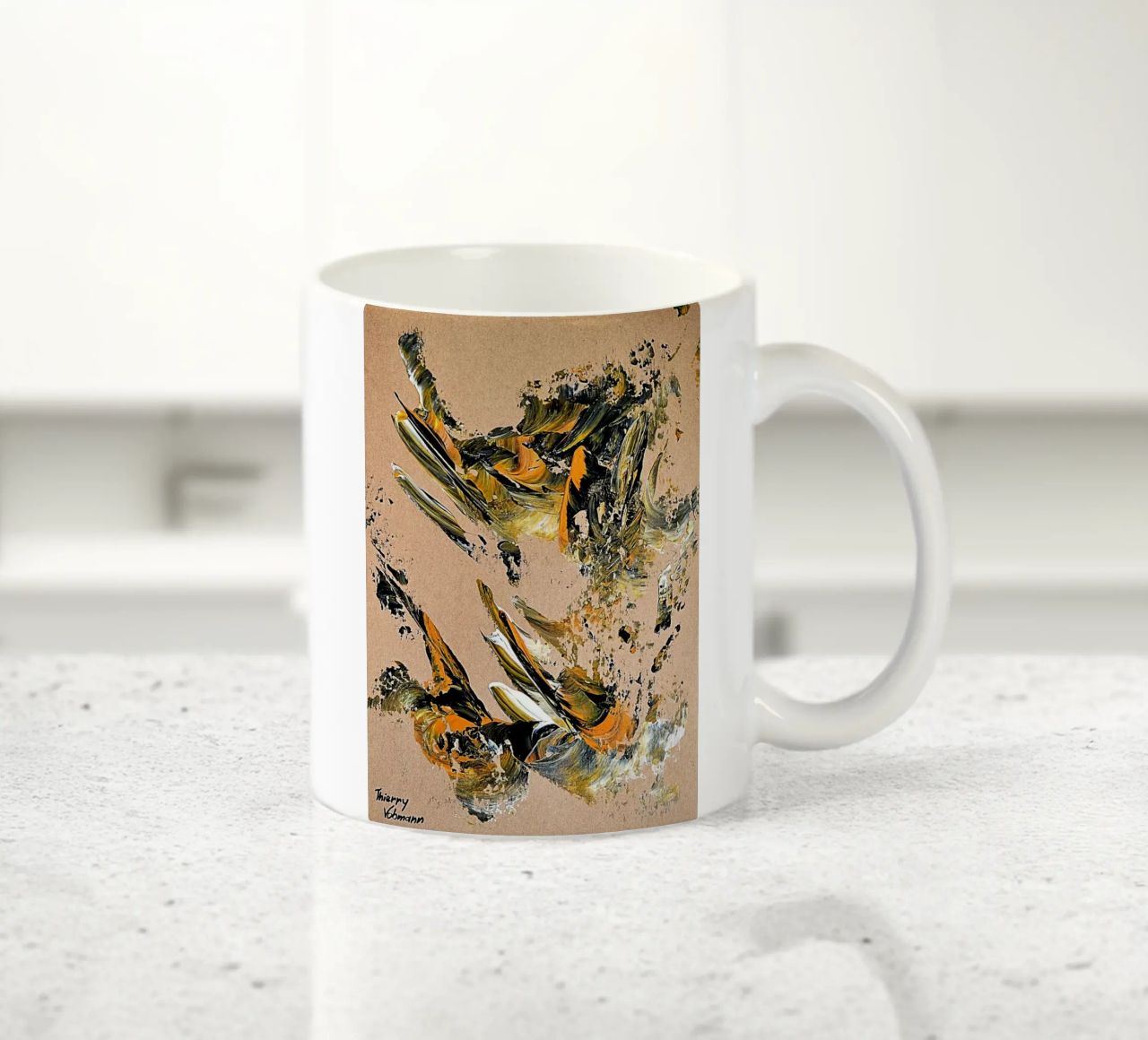 MESSAGE FROM THE HEART 25 tazza in ceramica da Thierry Vobmann Abstract painting