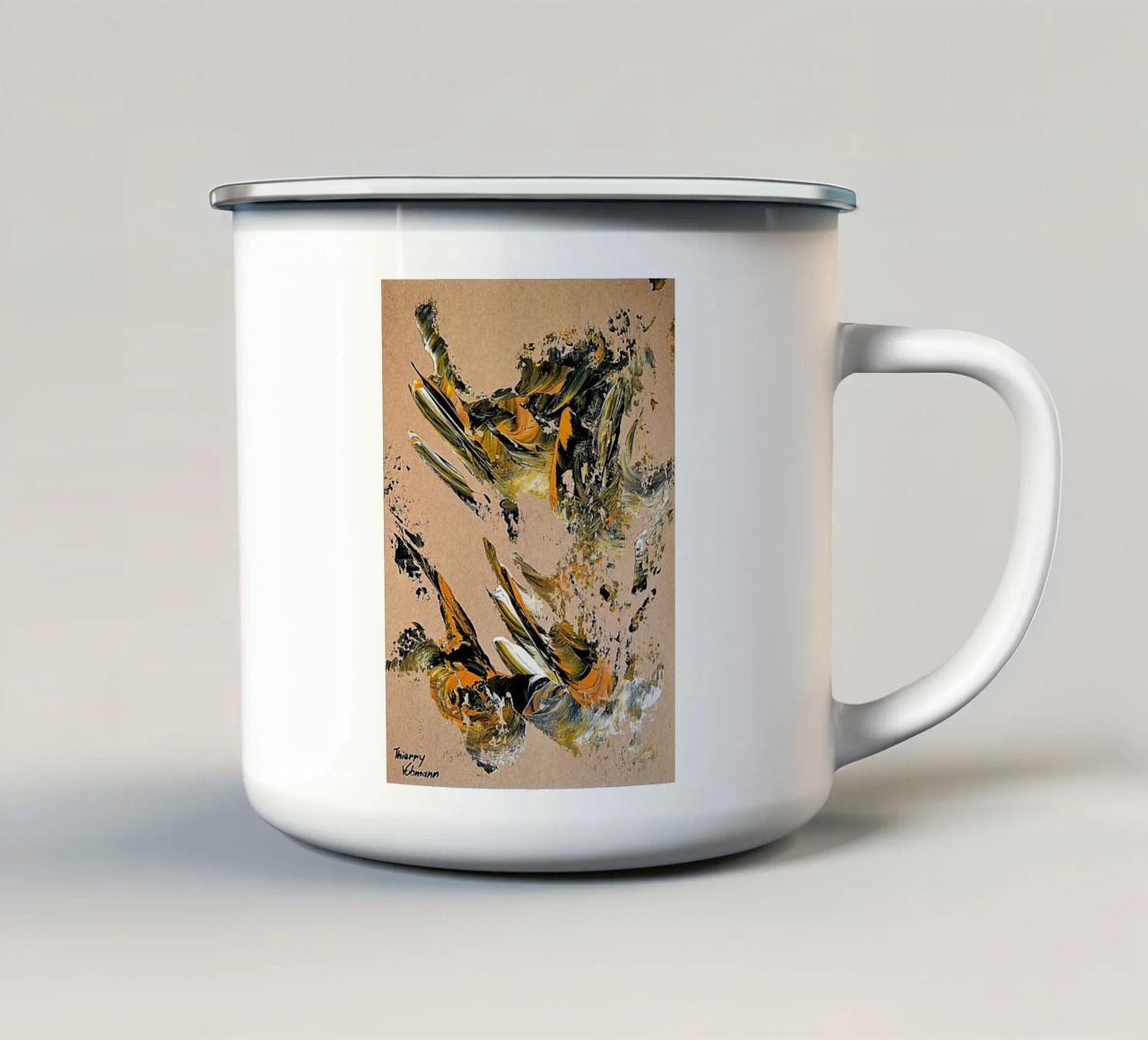 MESSAGE FROM THE HEART 25 tazza in smalto da Thierry Vobmann Abstract painting